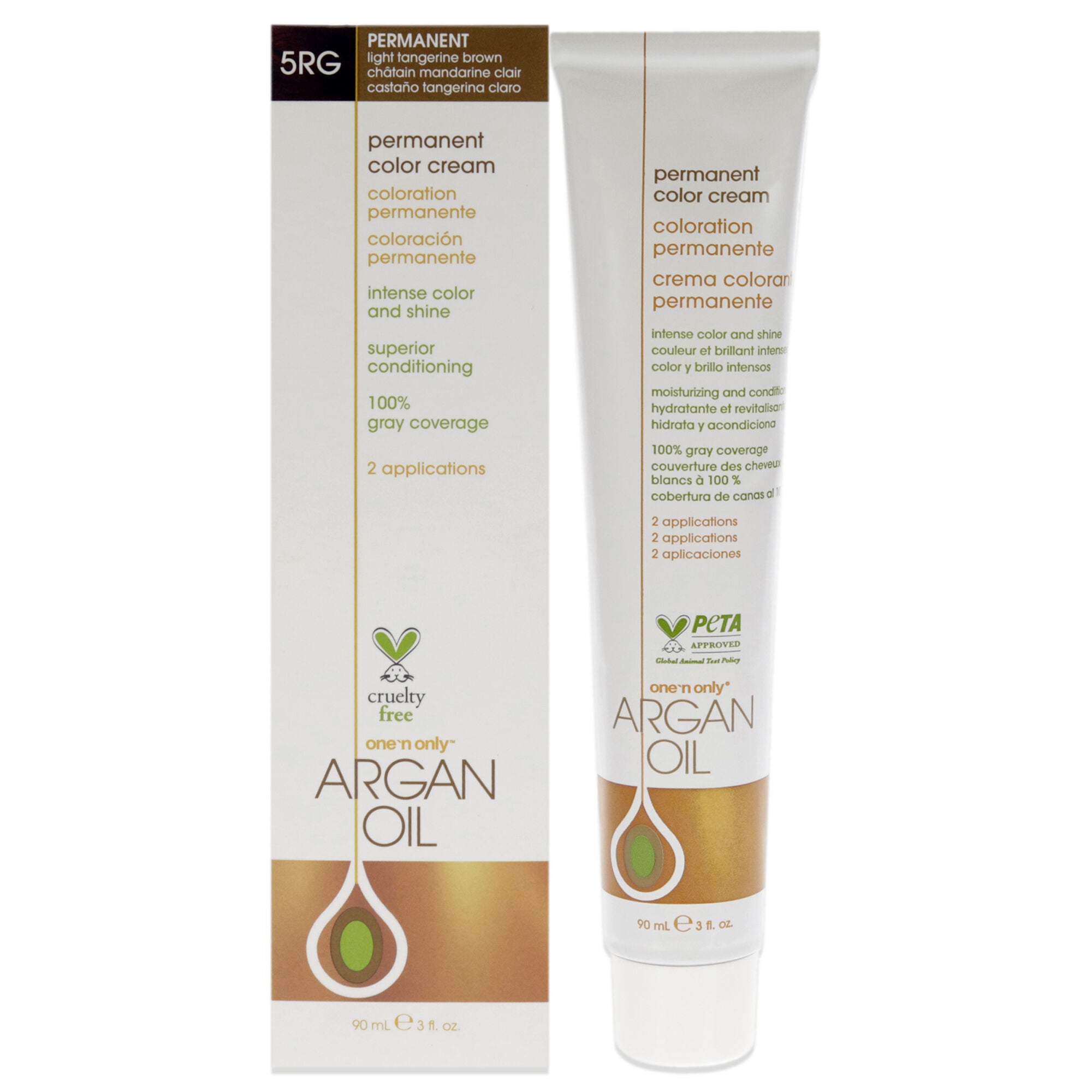 Argan Oil Permanent Color Cream - 5RG Light Tangerine Brown by One n Only for Unisex - 3 oz Hair Color, See Description, hi-res image number 0