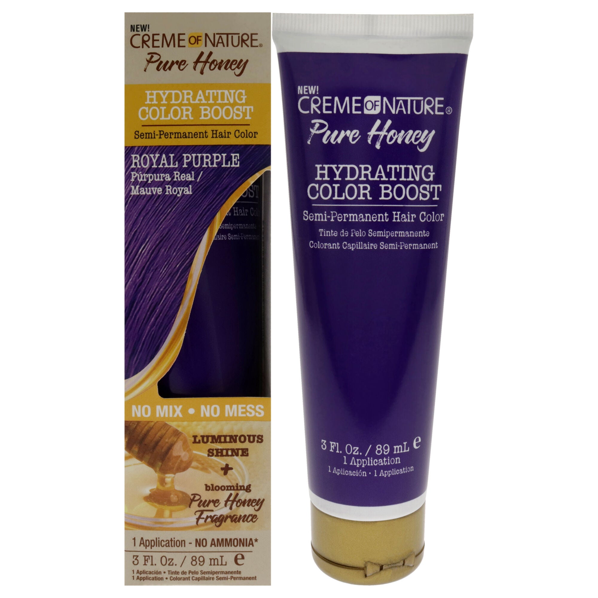 Pure Honey Hydrating Color Boost Semi-Permanent Hair Color - Royal Purple by Creme of Nature for Unisex - 3 oz Hair Color, See Description, hi-res image number 0