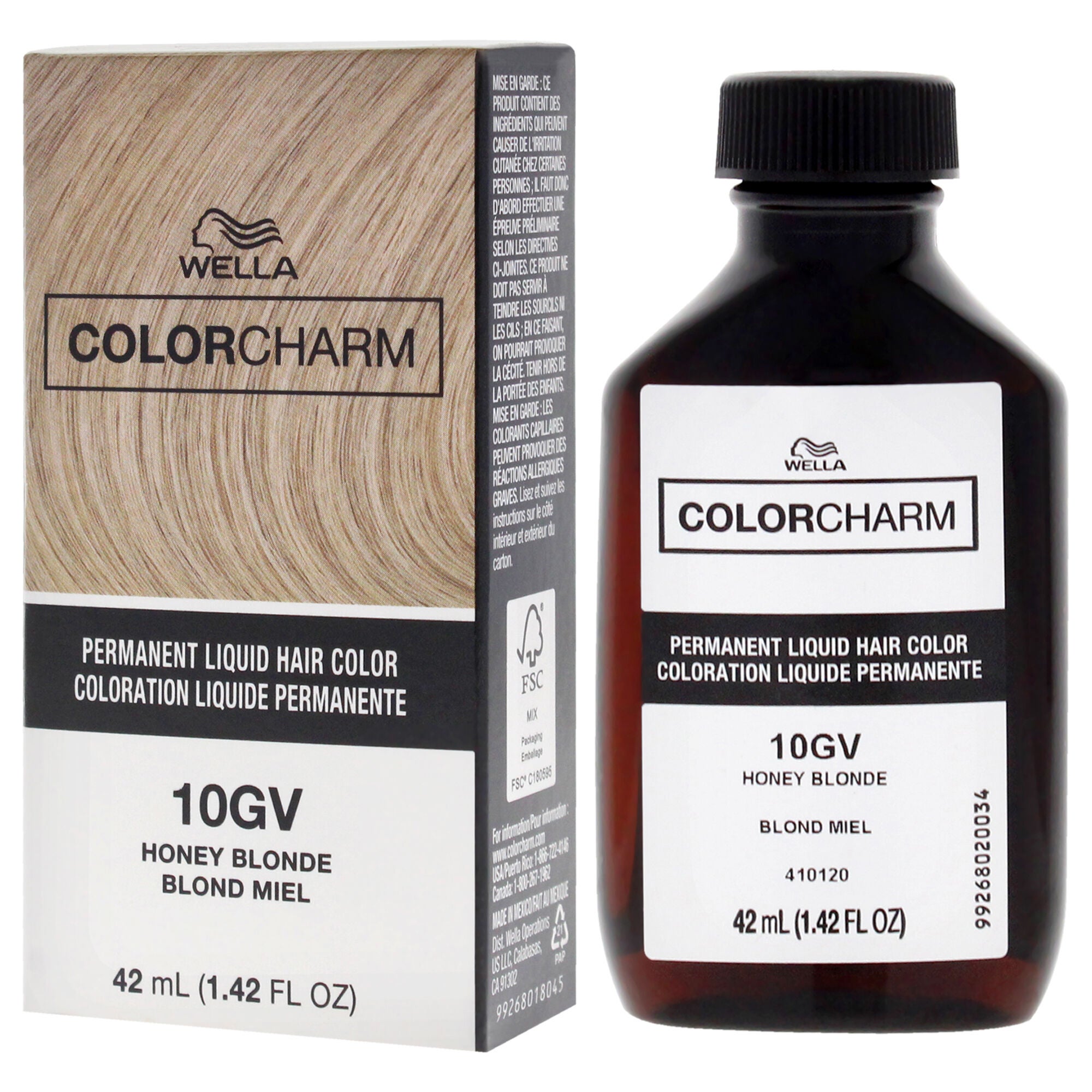 Color Charm Permanent Liquid Hair Color - 1036 10GV Honey Blonde by Wella for Unisex - 1.42 oz Hair Color, See Description, alternate image number 3