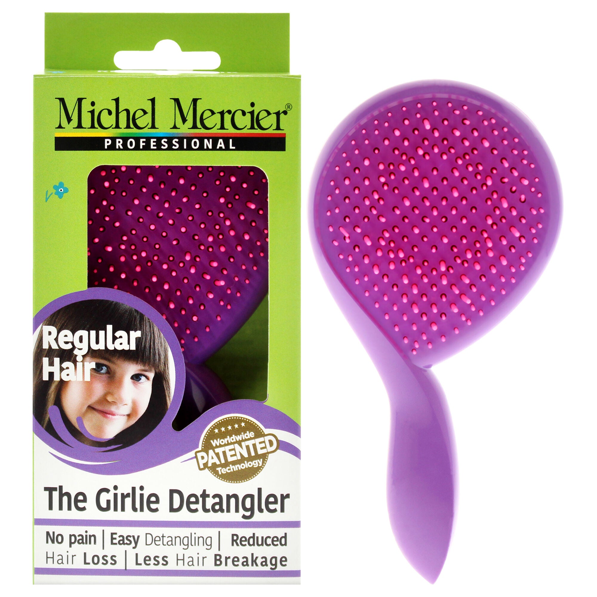 The Girlie Detangler Brush Regular Hair - Pink-Purple by Michel Mercier for Women - 1 Pc Hair Brush, See Description, hi-res image number 0