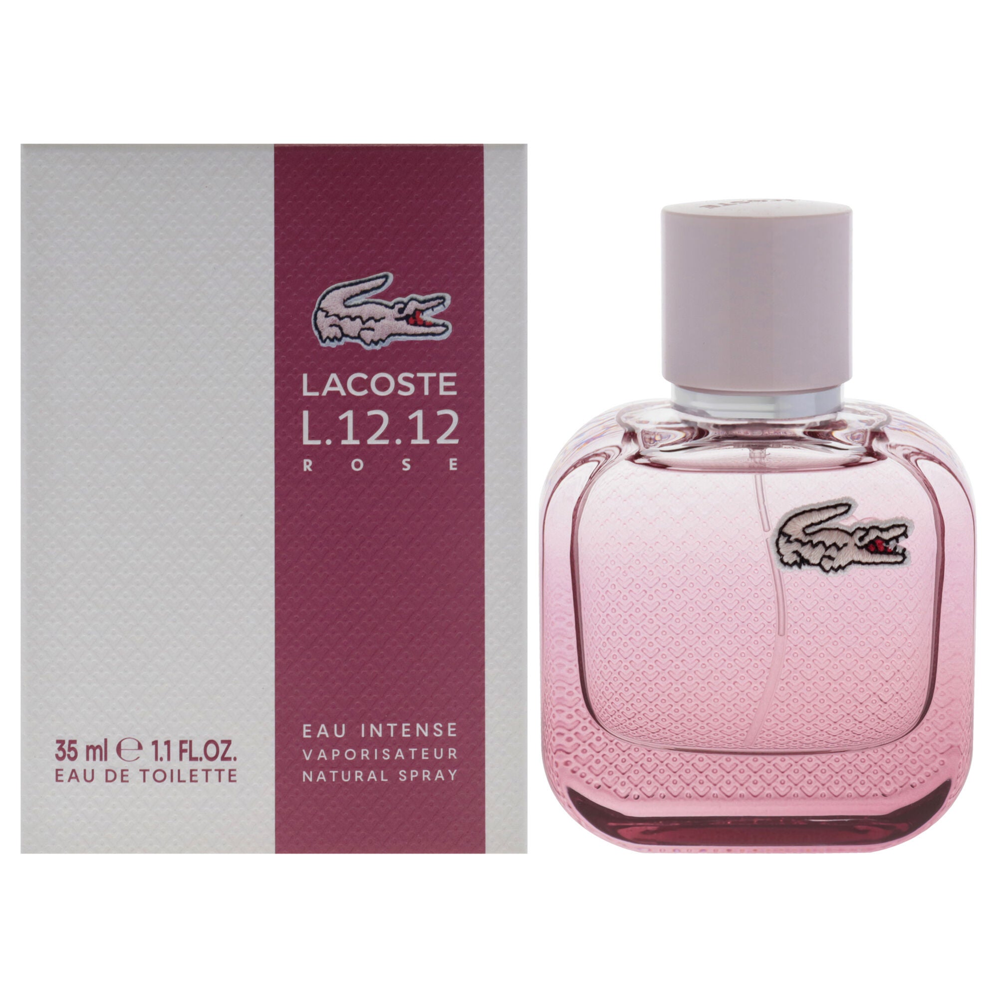 Lacoste Eau De L.12.12 Rose Eau Intense by Lacoste for Women - 1.1 oz EDT Spray, Clear, hi-res image number 0