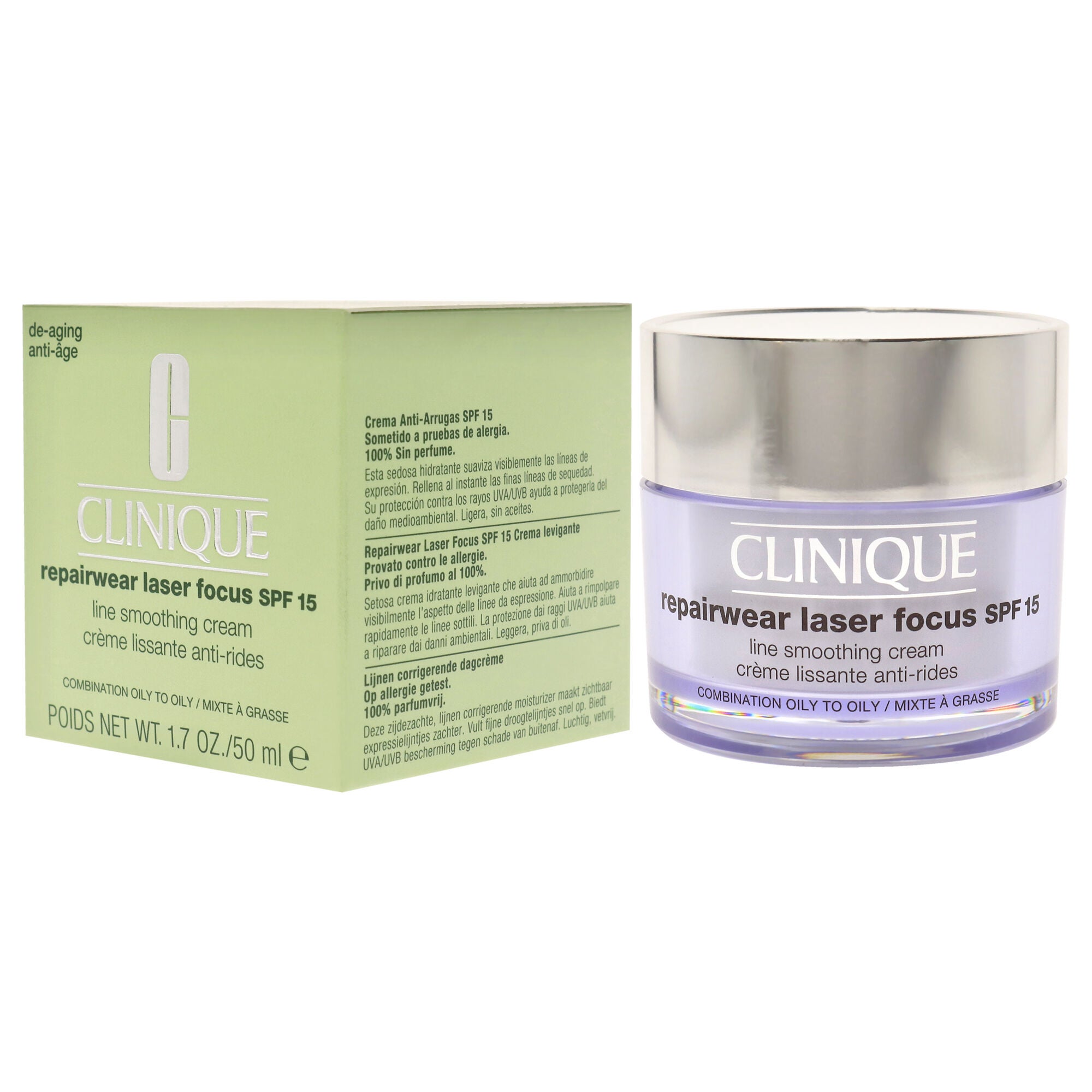 Repairwear Laser Focus Line Smoothing Cream SPF 15 - Combination Oily to Oily by Clinique for Women - 1.7 oz Cream, , alternate image number 7