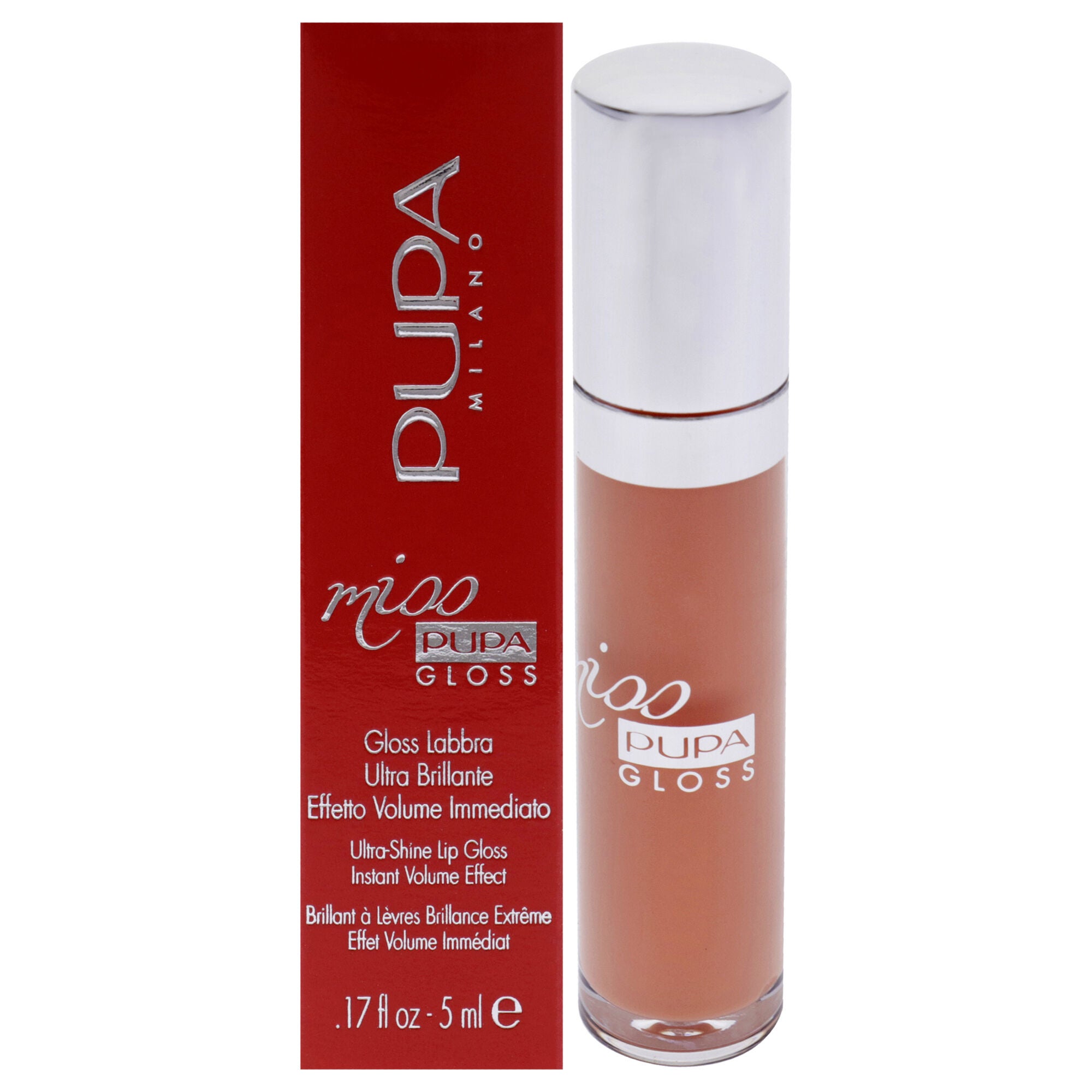 Miss Pupa Gloss Ultra-Shine Lip Gloss - 201 Tender Apricot by Pupa Milano for Women - 0.17 oz Lip Gloss, See Description, hi-res image number 0