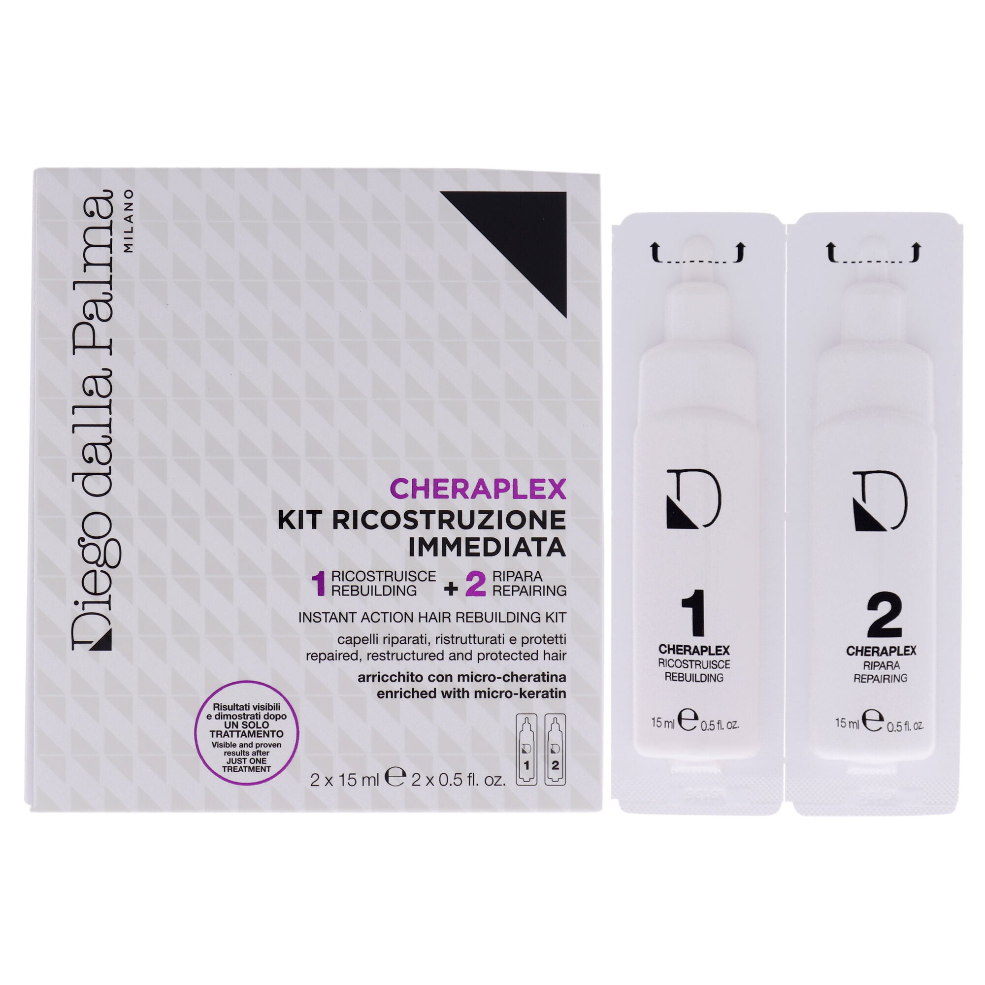 Cheraplex Instant Action Hair Rebuilding Kit by Diego Dalla Palma for Unisex - 2 x 0.5 oz Treatment, See Description, hi-res image number 0