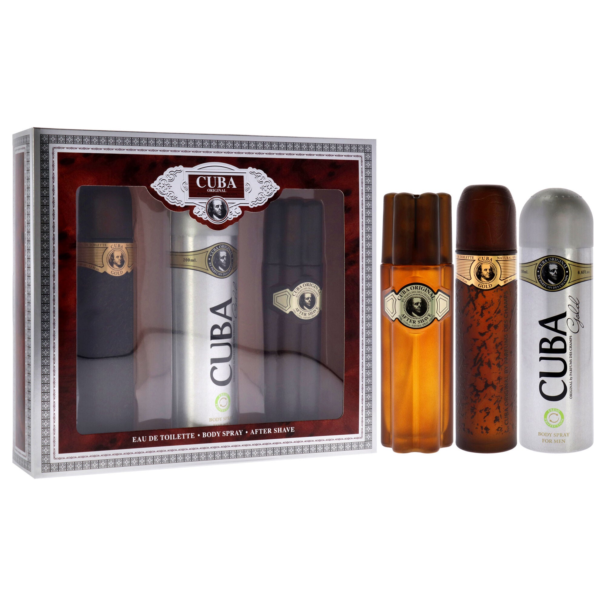 Cuba Gold by Cuba for Men - 3 Pc Gift Set 3.3oz EDT Spray, 6.6oz Deodorant Spray, 3.3oz After Shave, See Description, alternate image number 2