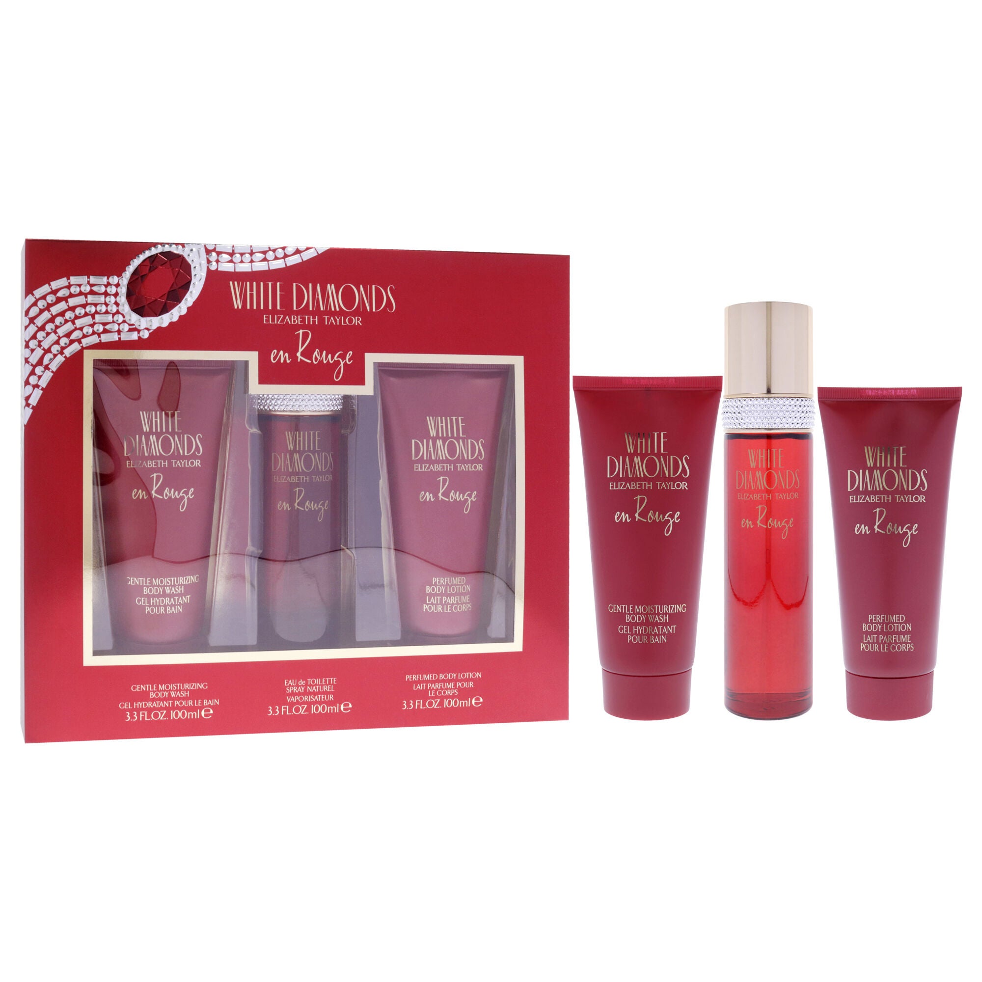 White Diamonds En Rouge by Elizabeth Taylor for Women - 3 Pc Gift Set 3.3oz EDT Spray, 3.3oz Body Lotion, 3.3oz Body Wash, , alternate image number 6