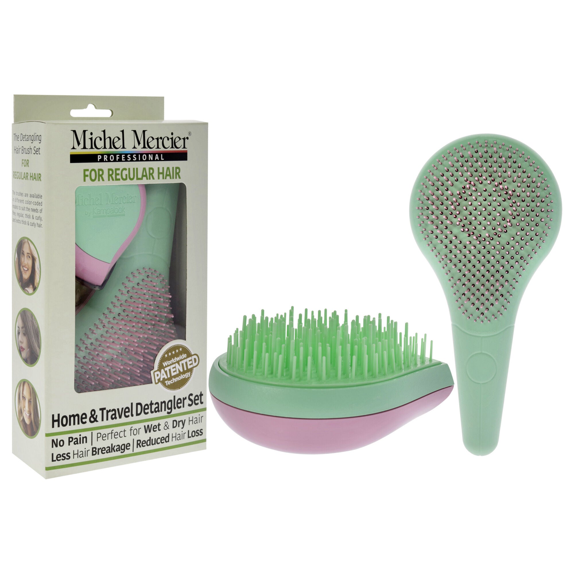 Home and Travel Detangler Set - Regular Hair by Michel Mercier for Unisex - 2 Pc The Classic Detangler Brush, The Travel Detangler Brush, See Description, alternate image number 2