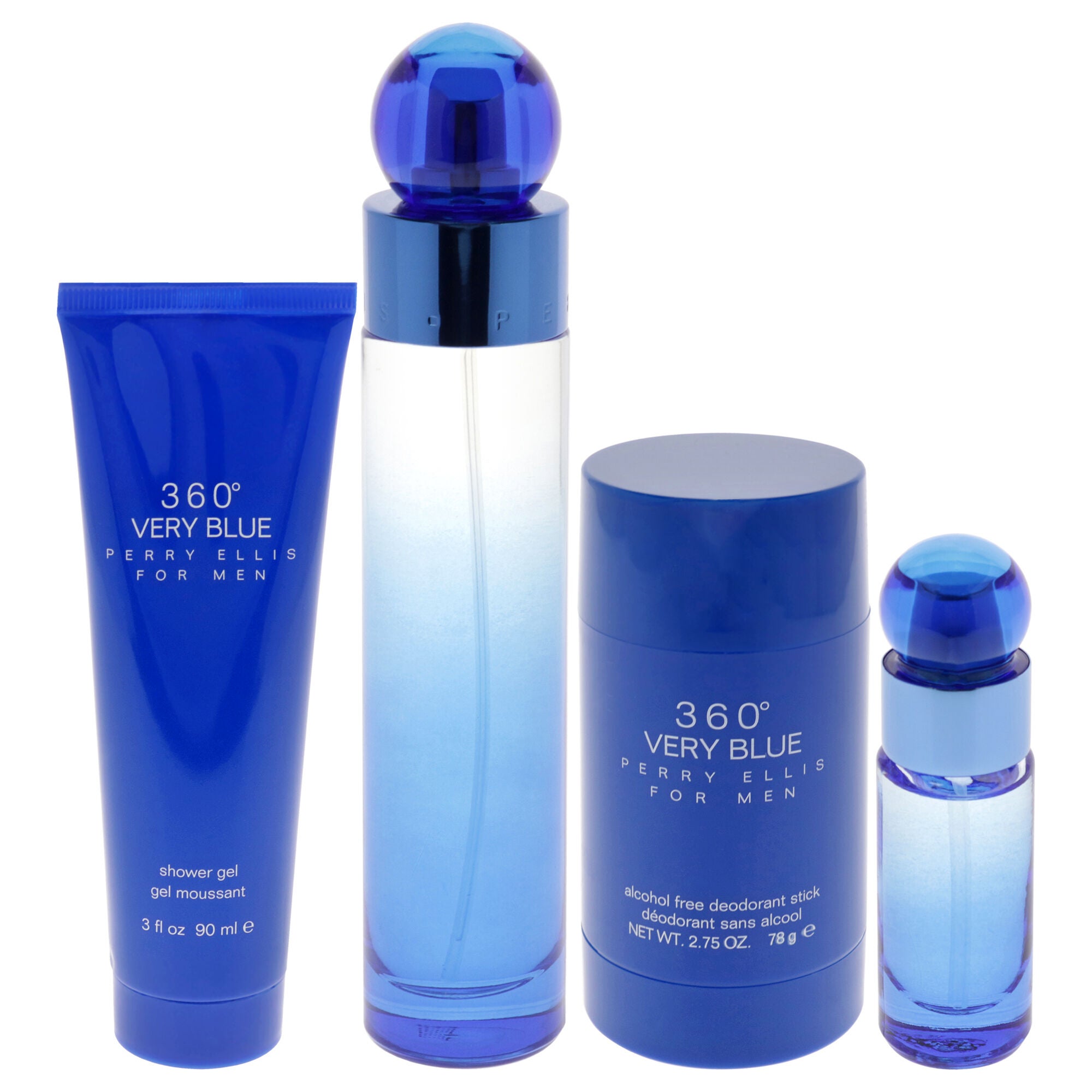 360 Very Blue by Perry Ellis for Men - 4 Pc Gift Set 3.4oz EDT Spray, 7.5ml EDT Spray, 2.75oz Deodorant Stick Plus, 3oz Shower Gel, See Description, alternate image number 4
