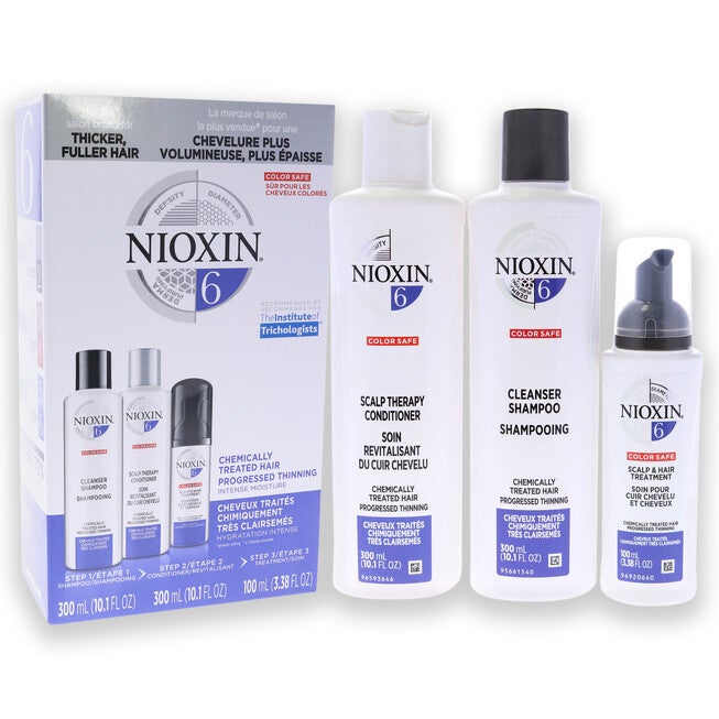 System 6 Kit by Nioxin for Unisex - 3 Pc 1 0.1oz Shampoo, 10.1oz Conditioner, 3.38oz Treatment, , alternate image number null