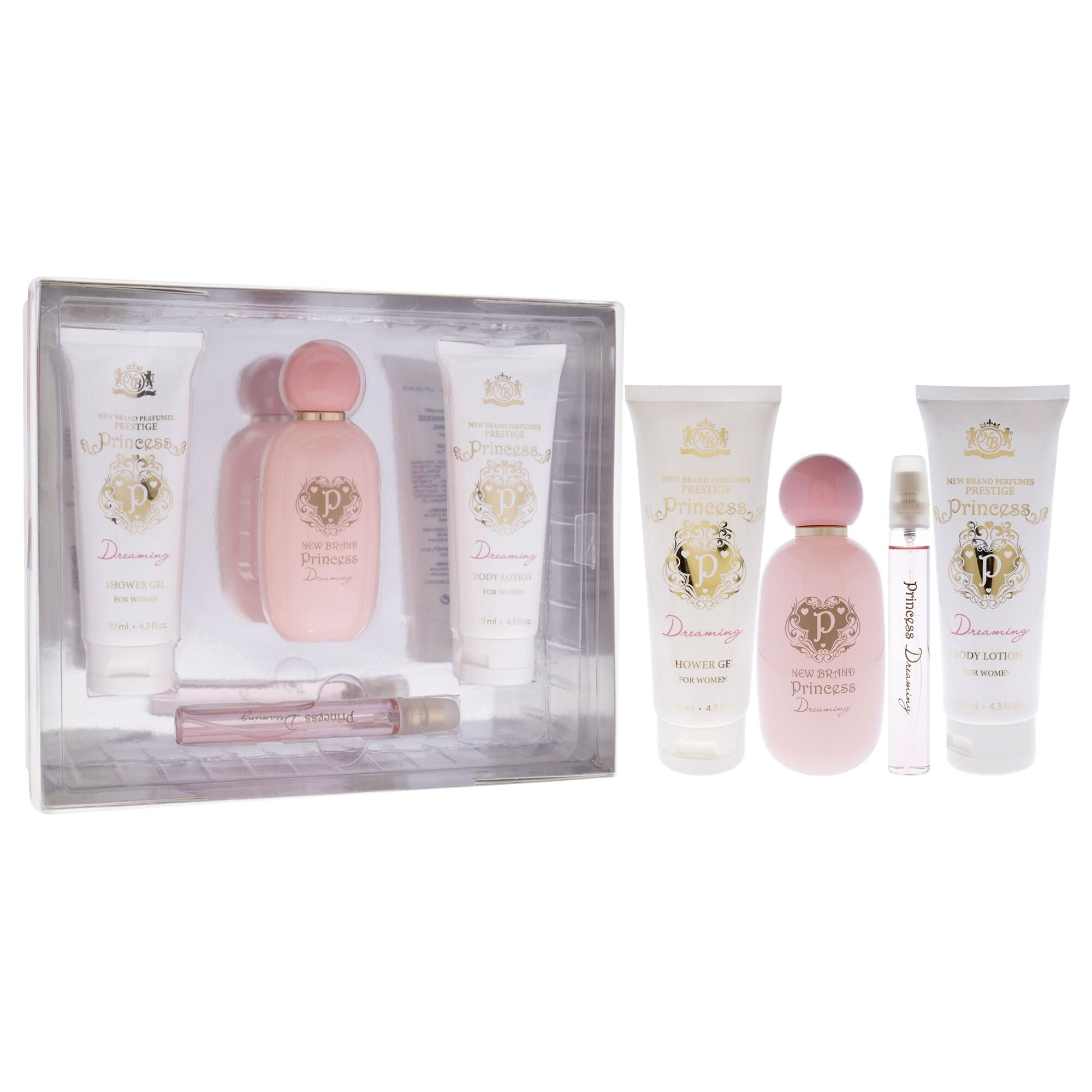 Prestige Princess Dreaming by New Brand for Women - 4 Pc Gift Set 3.3oz EDP Spray, 0.5oz EDP Spray, 4.3oz Shower Gel, 4.3oz Body Lotion, , alternate image number 7