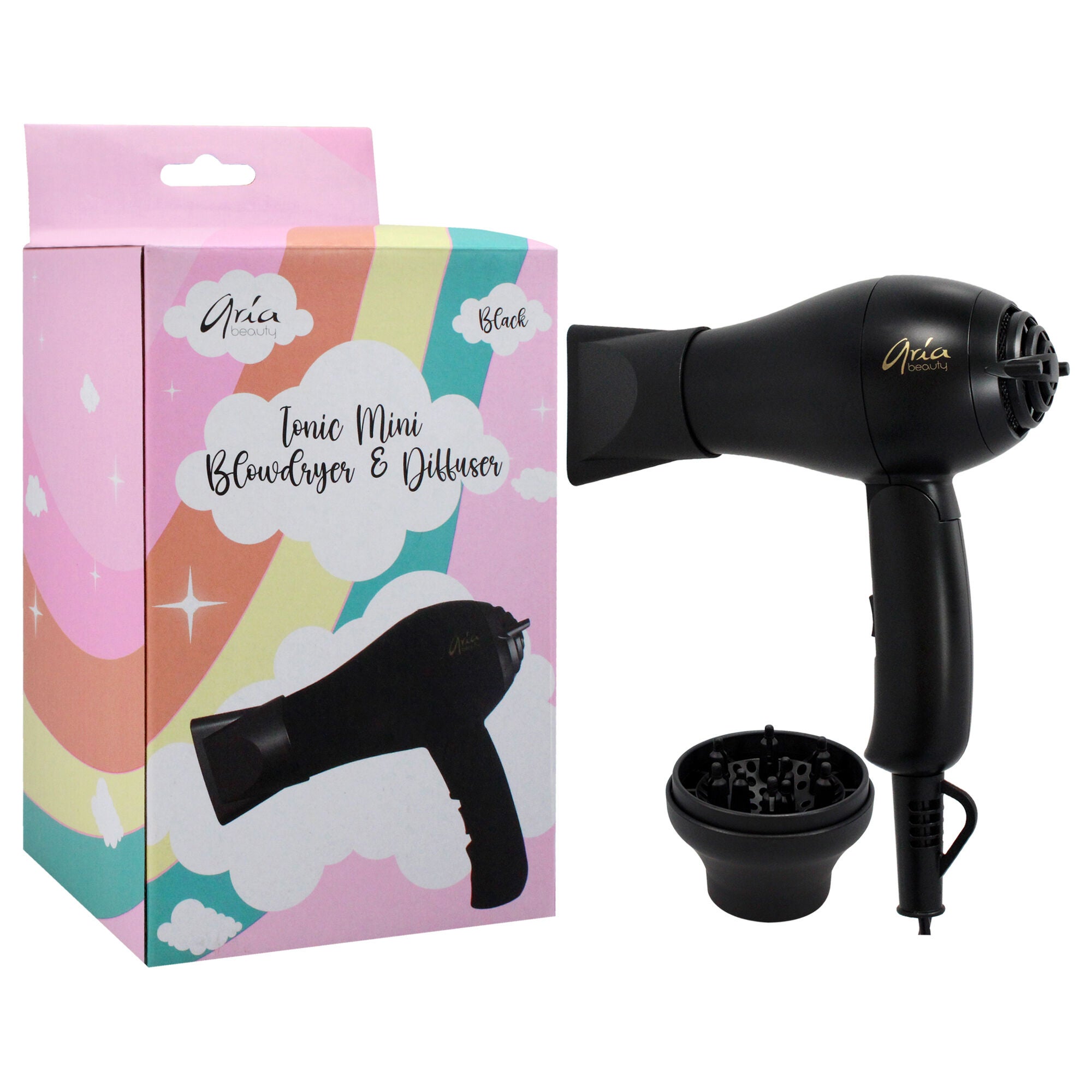 Tonic Mini Blow Dryer and Diffuser - Black by Aria Beauty for Women - 1 Pc Hair Dryer, See Description, alternate image number 1