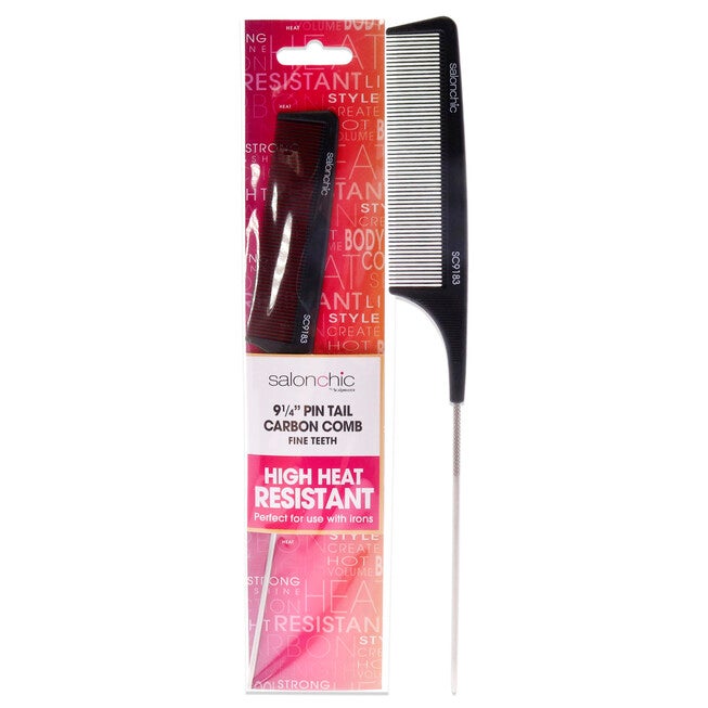 Pin Tail Carbon Comb High Heat Resistant 9.25 - Fine Teeth by SalonChic for Unisex - 1 Pc Comb, See Description, hi-res image number 0