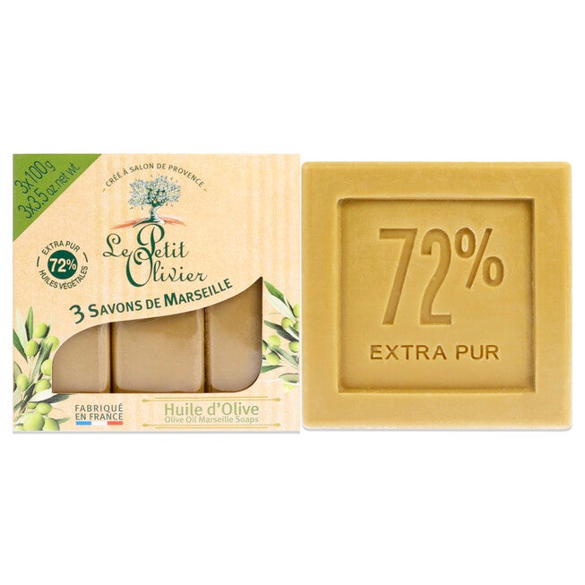 Olive oil Marseille Soaps by Le Petit Olivier for Unisex - 3 x 3.5 oz Soap, NA, hi-res image number null