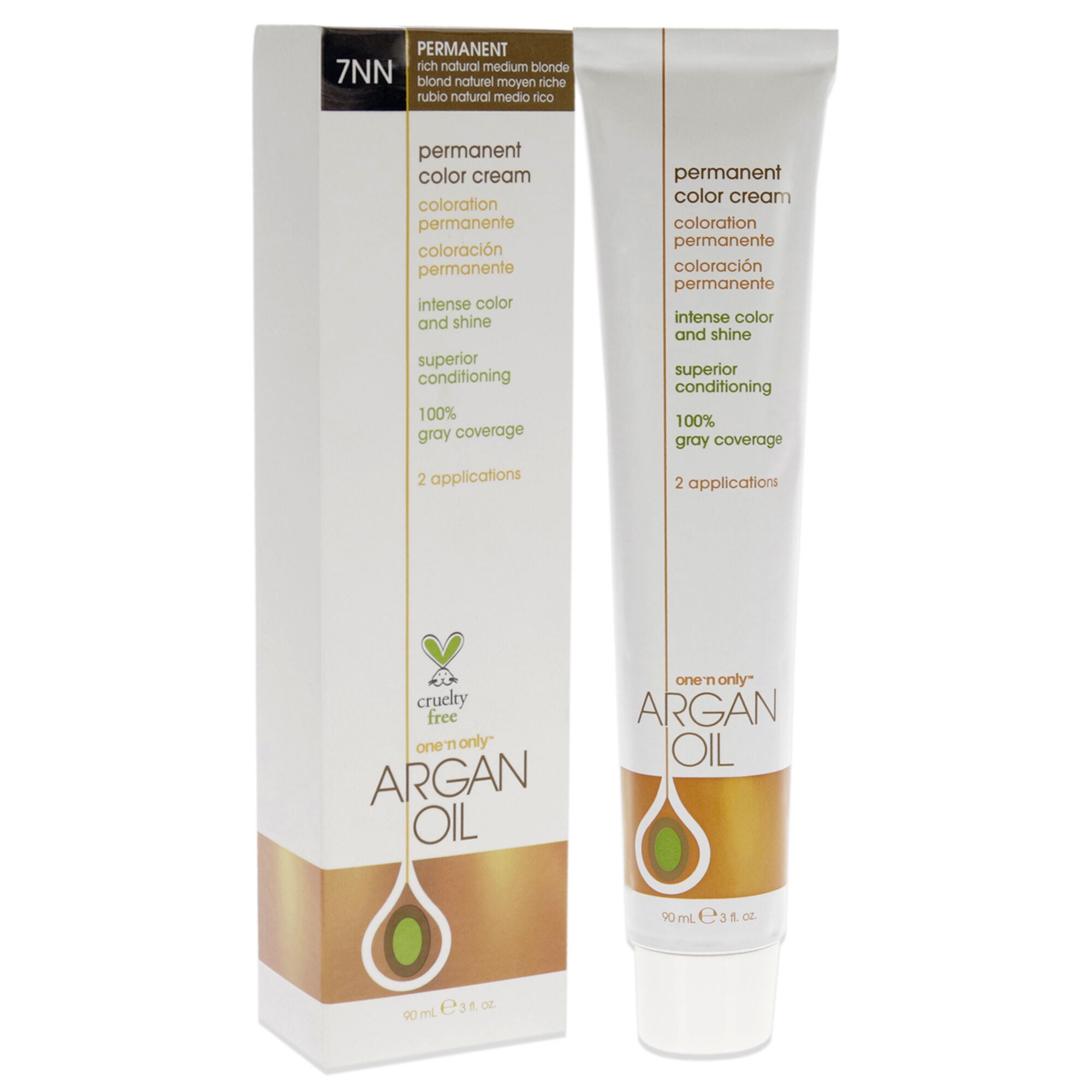 Argan Oil Permanent Color Cream - 7NN Rich Natural Medium Blonde by One n Only for Unisex - 3 oz Hair Color, See Description, alternate image number 2