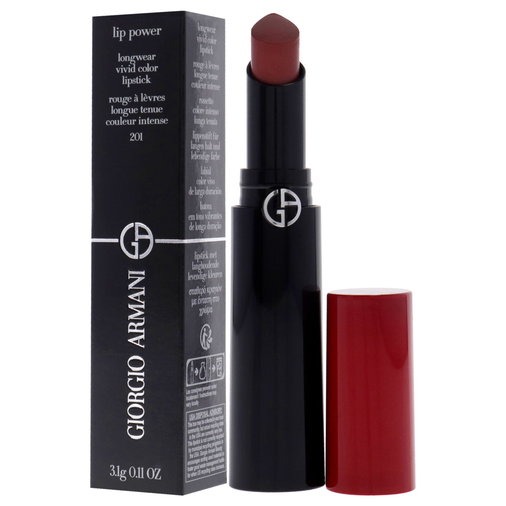 Lip Power Longwear Vivid Color Lipstick - 201 Majestic by Giorgio Armani for Women - 0.11 oz Lipstick, See Description, alternate image number 3