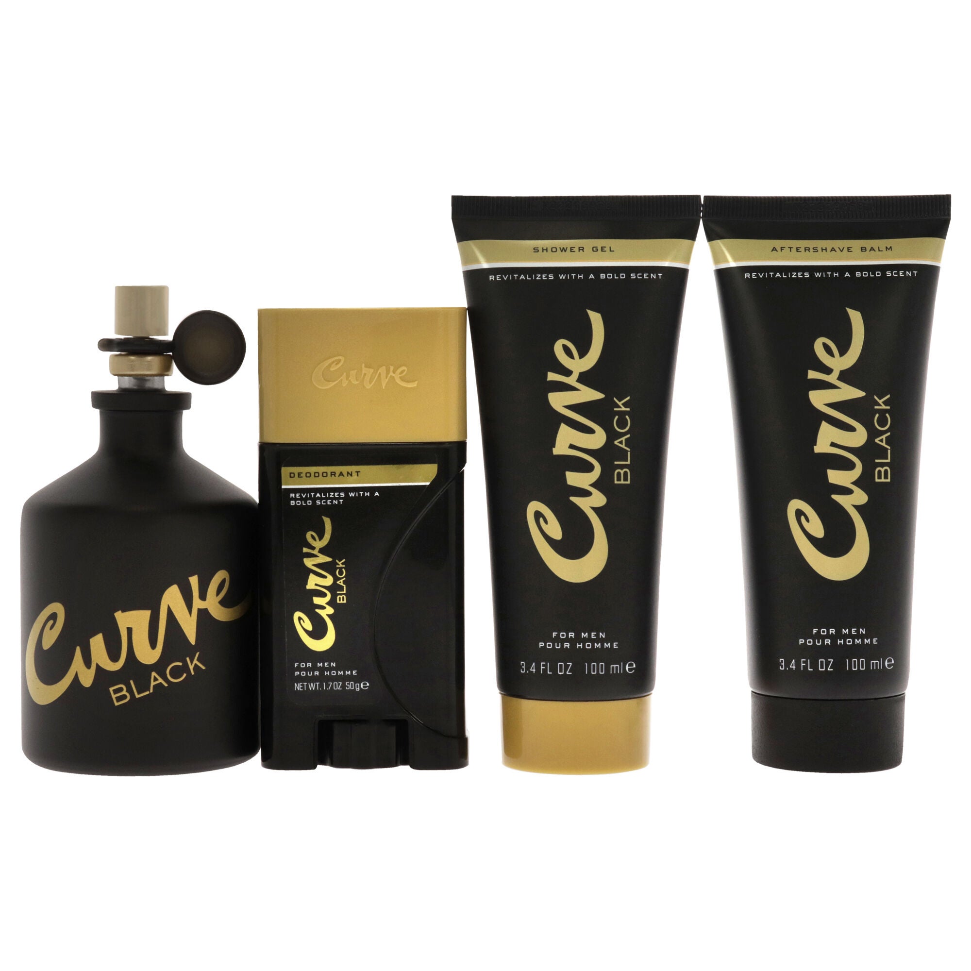 Curve Black by Liz Claiborne for Men - 4 Pc Gift Set 4.2oz EDC Spray, 3.4oz After Shave Balm, 3.4oz Shower Gel, 1.7oz Deodrant Stick, See Description, alternate image number 1