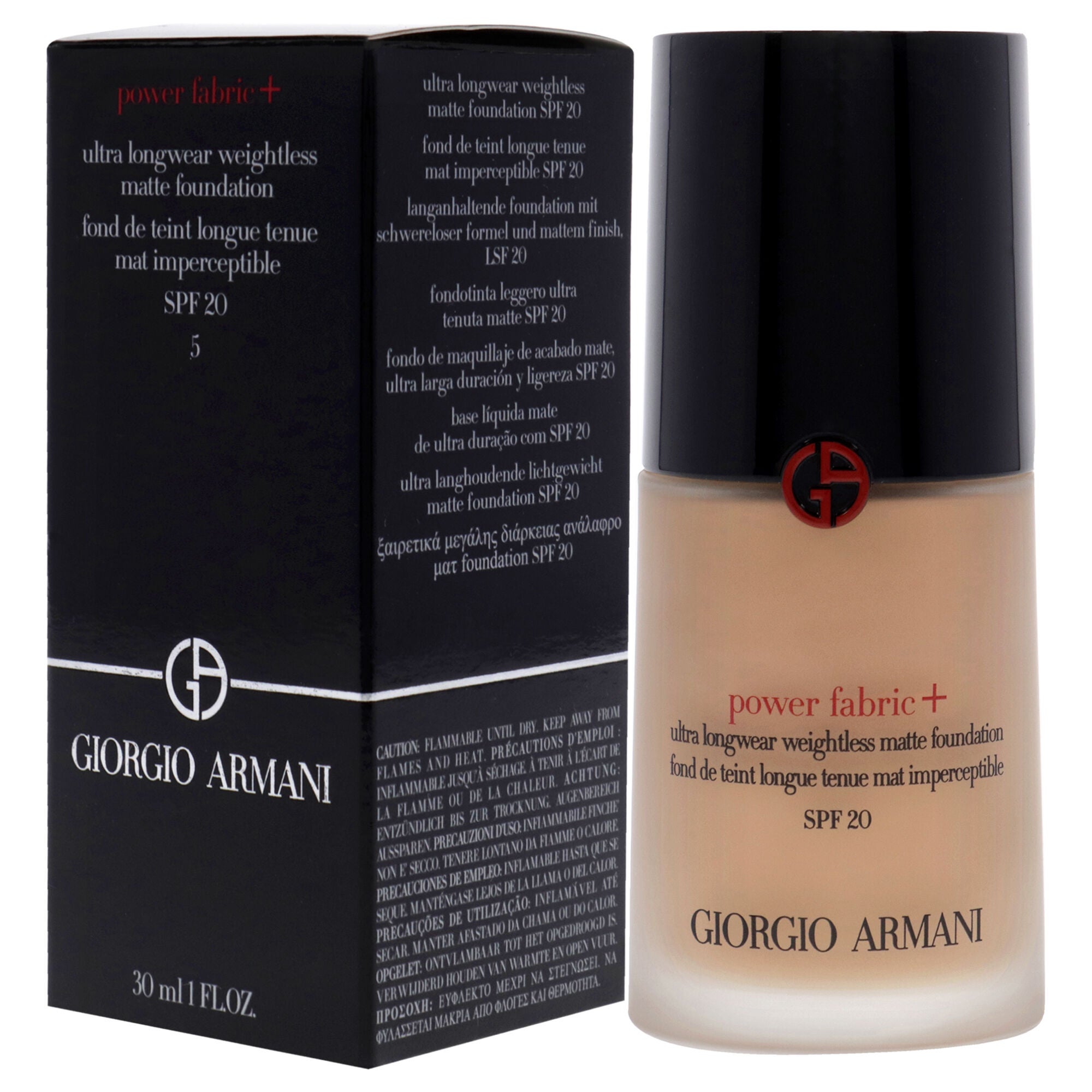Power Fabric Plus Longwear Weightless Matte Foundation SPF 20 - 5 by Giorgio Armani for Women - 1 oz Foundation, , alternate image number 7