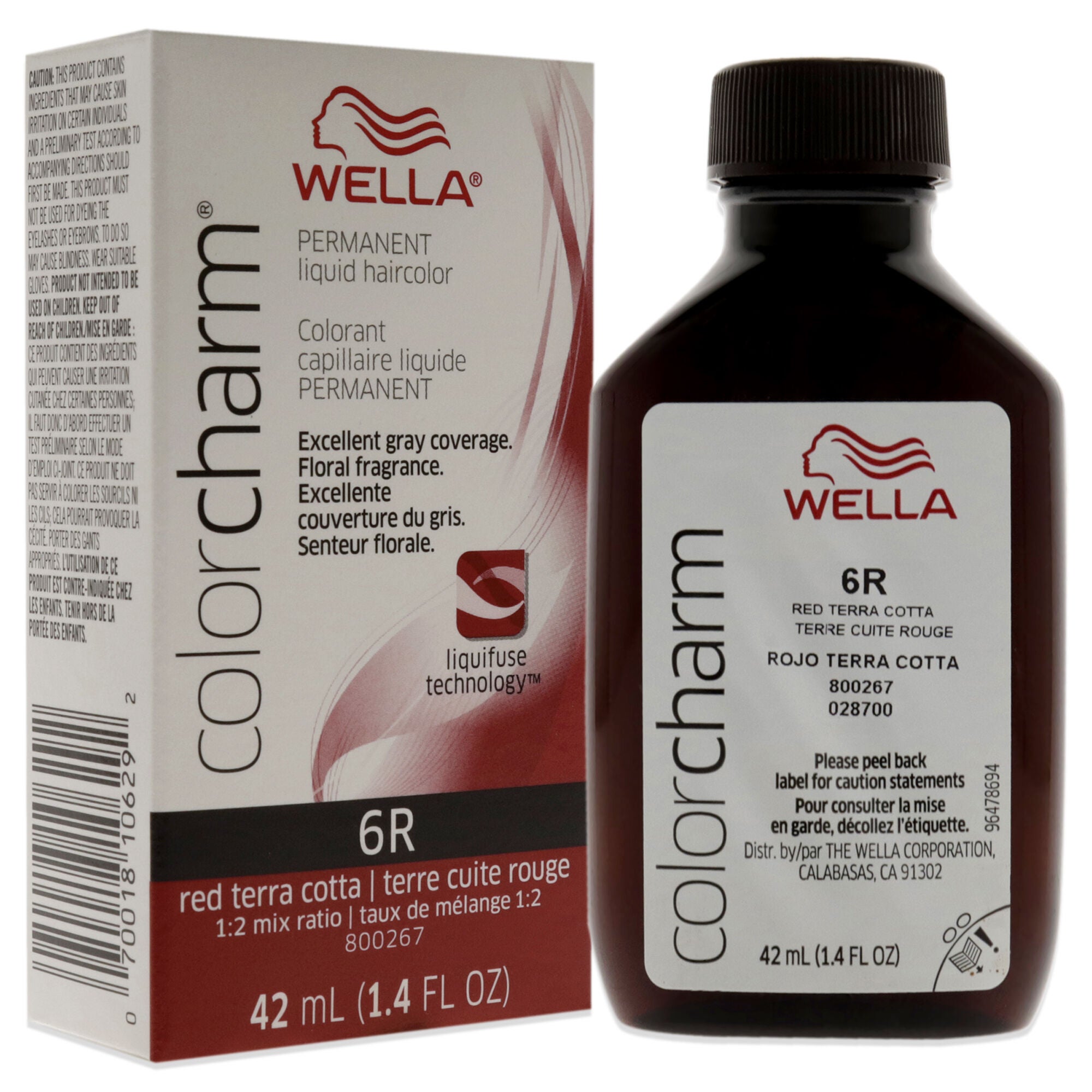 Color Charm Permanent Liquid Hair Color - 6R Red Terra Cotta by Wella for Unisex - 1.42 oz Hair Color, See Description, alternate image number 2