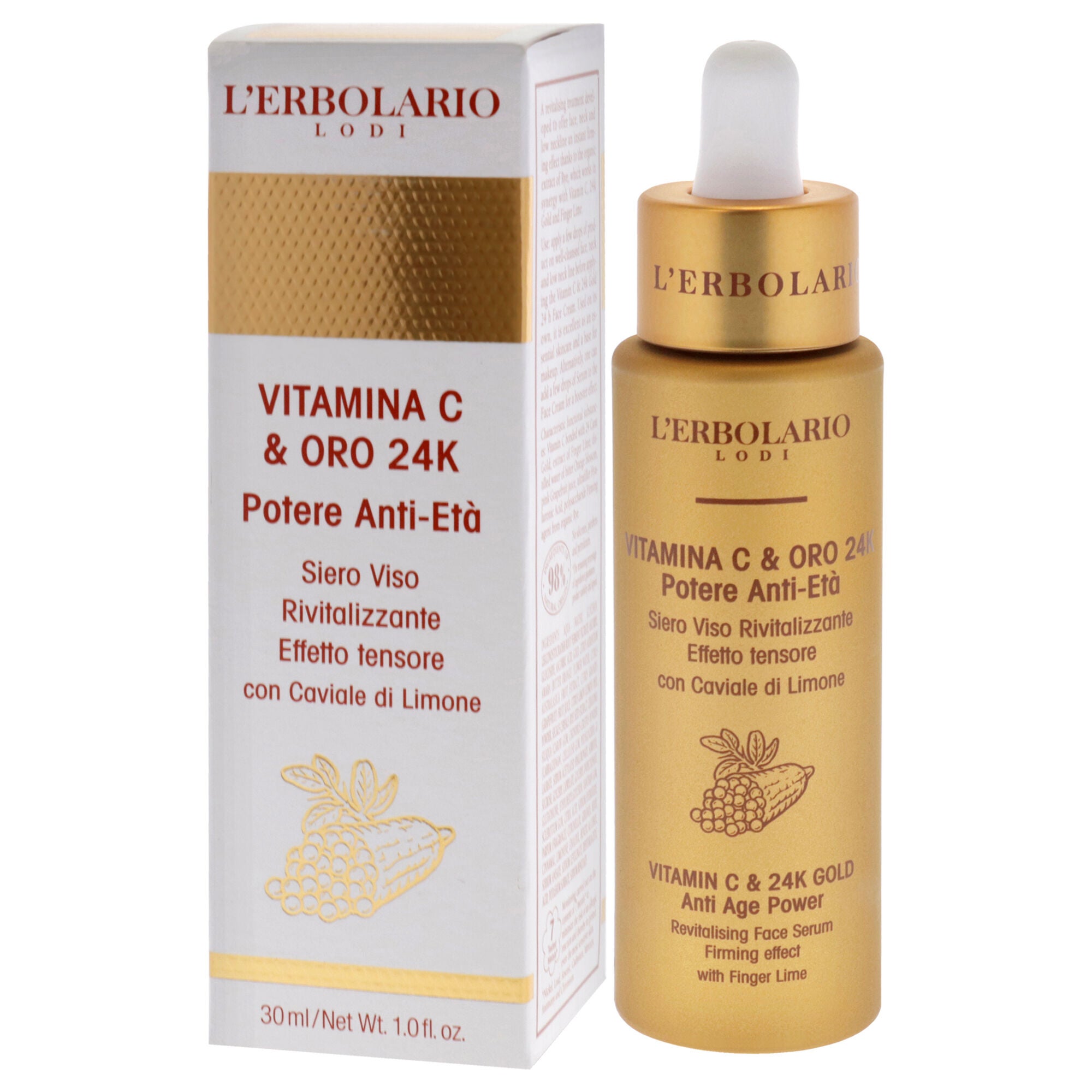 Vitamin C and 24K Gold Anti Age Power Revitalising Face Serum by LErbolario for Unisex - 1 oz Serum, See Description, alternate image number 3