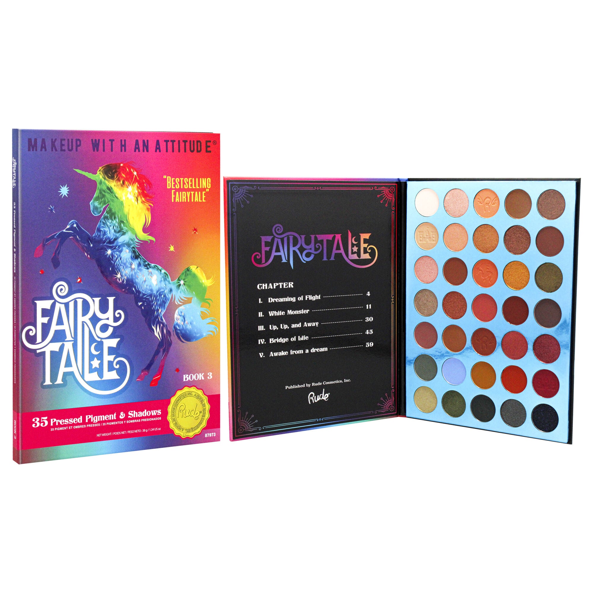 Fairy Tale 35 Eyeshadow Palette - Book 3 by Rude Cosmetics for Women - 1.34 oz Eye Shadow, See Description, alternate image number 2