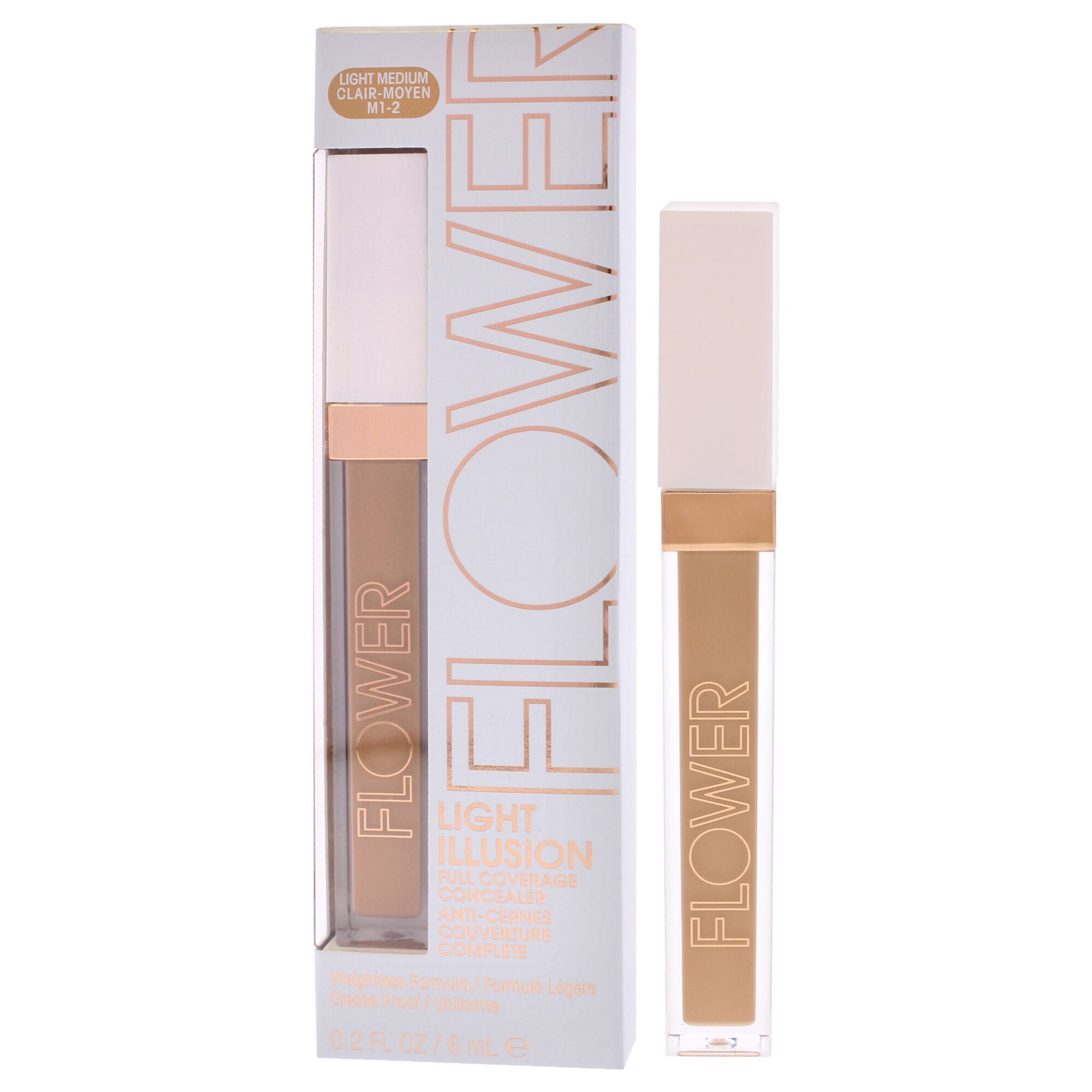Light Illusion Full Coverage Concealer - M1-2 Light Medium by Flower Beauty for Women - 0.2 oz Concealer, Brown, alternate image number 3