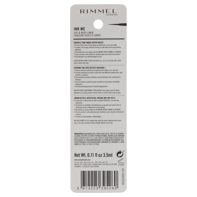 Ink Me Eyes and Body - 001 Pitch Black by Rimmel London for Women - 0.11 oz Eyeliner, See Description, alternate image number 1