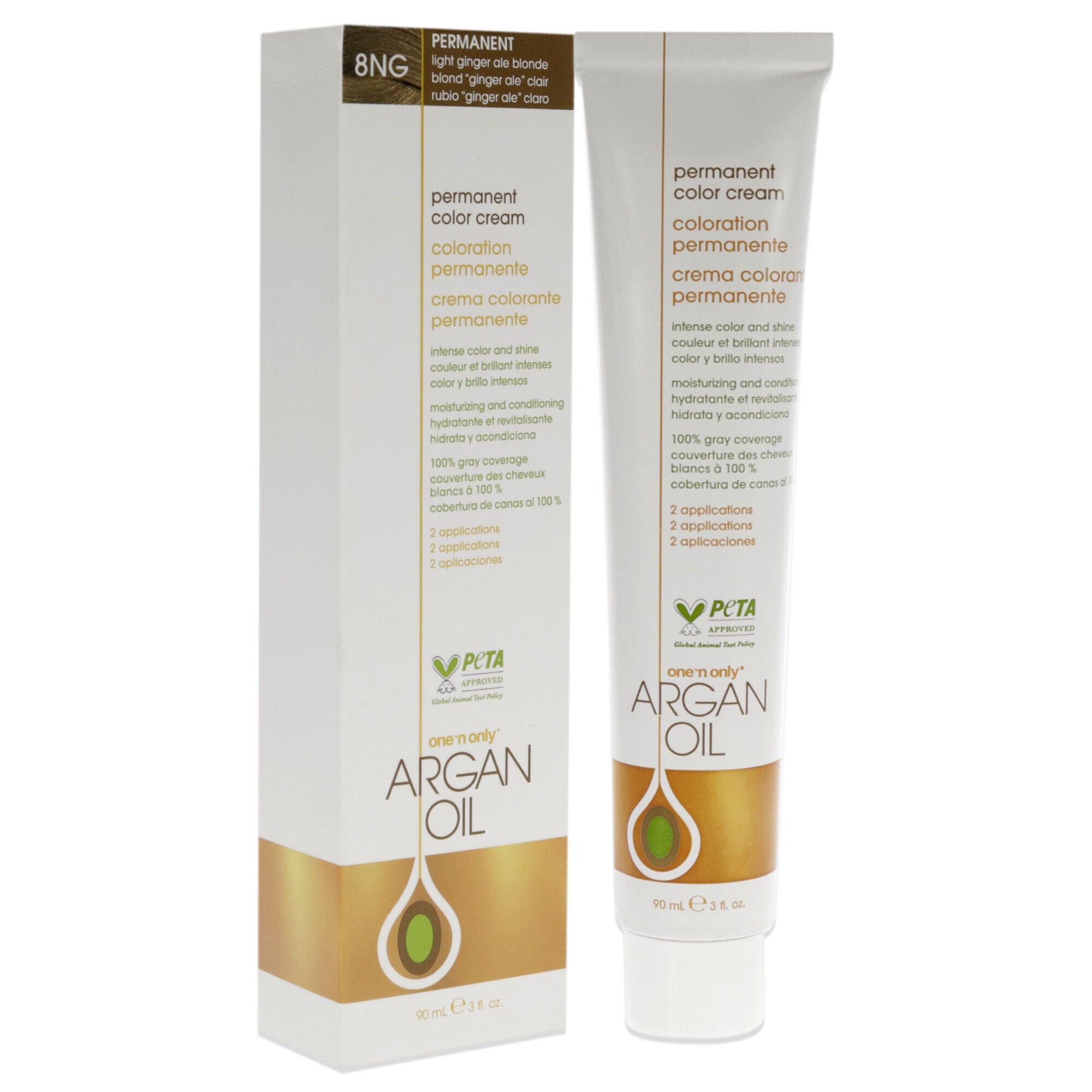 Argan Oil Permanent Color Cream - 8NG Light Ginger Ale Blonde by One n Only for Unisex - 3 oz Hair Color, See Description, alternate image number 2