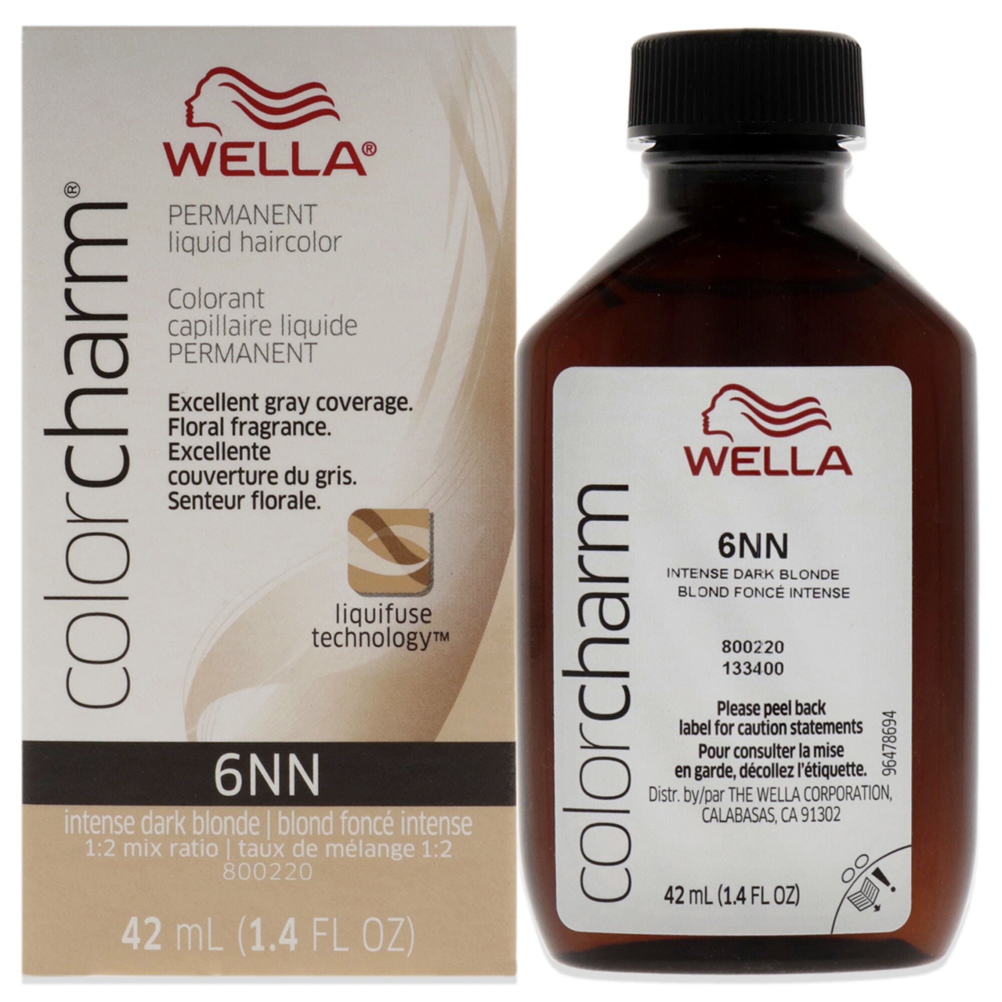 Color Charm Permanent Liquid Hair Color - 6NN Intense Dark Blonde by Wella for Unisex - 1.42 oz Hair Color, Brown, hi-res image number 0