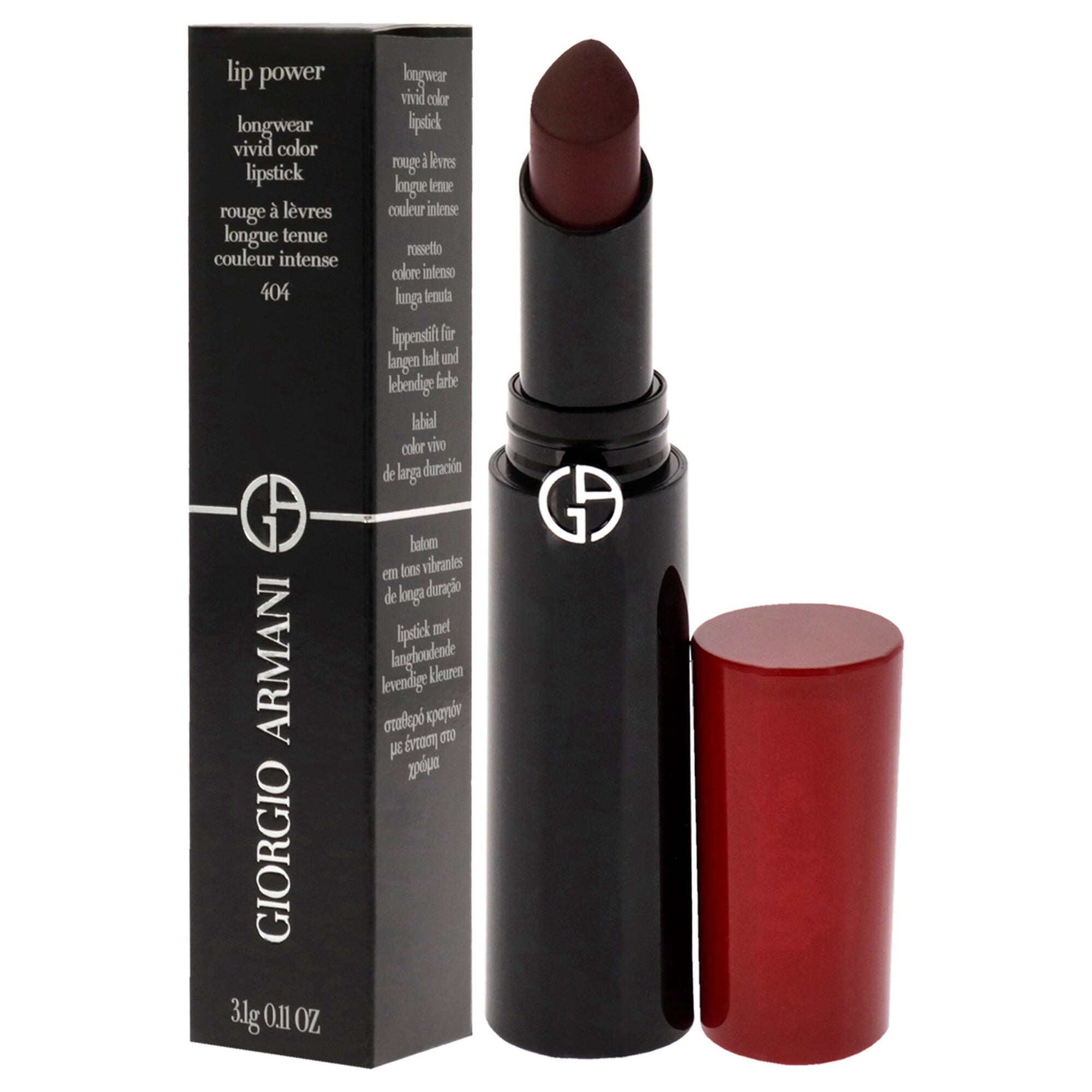 Lip Power Longwear Vivid Color Lipstick - 404 Tempting by Giorgio Armani for Women - 0.11 oz Lipstick, Red, alternate image number 2