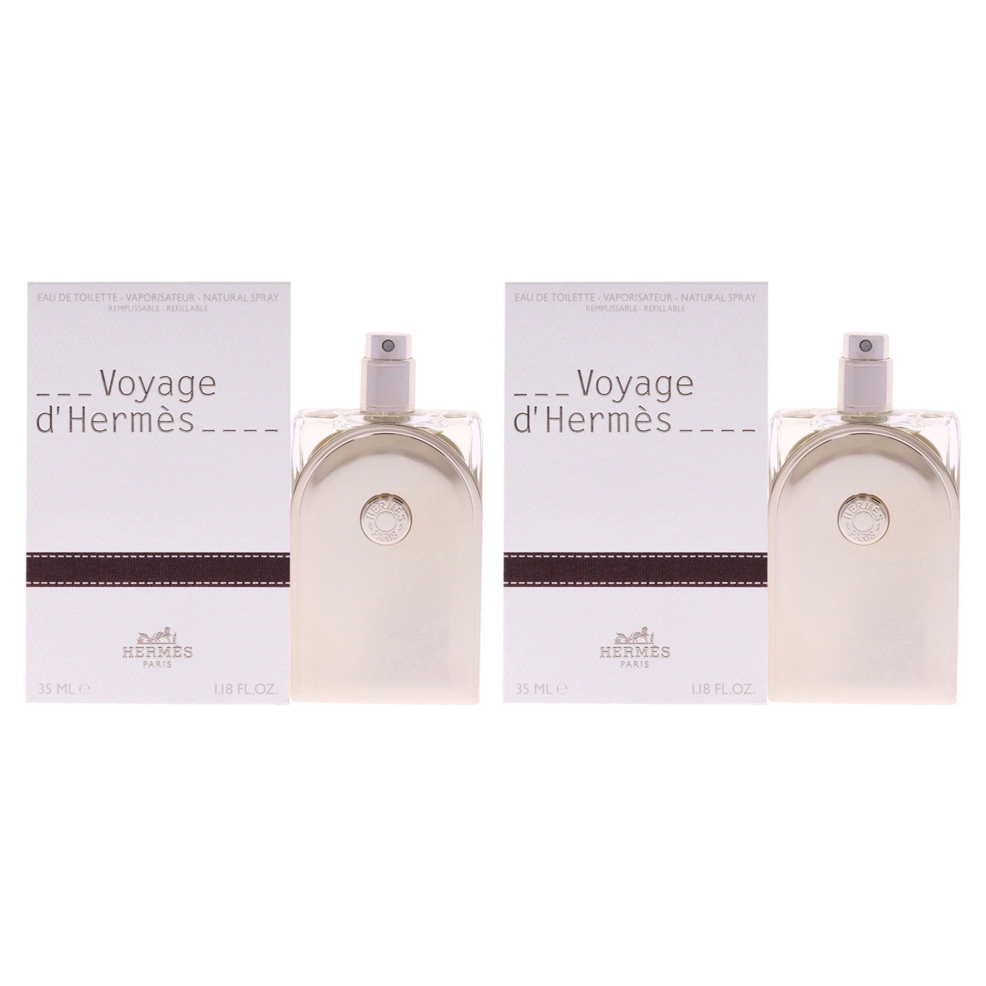 Voyage DHermes by Hermes for Unisex - 1.18 oz EDT Spray (Refillable) - Pack of 2, Clear, hi-res image number 0