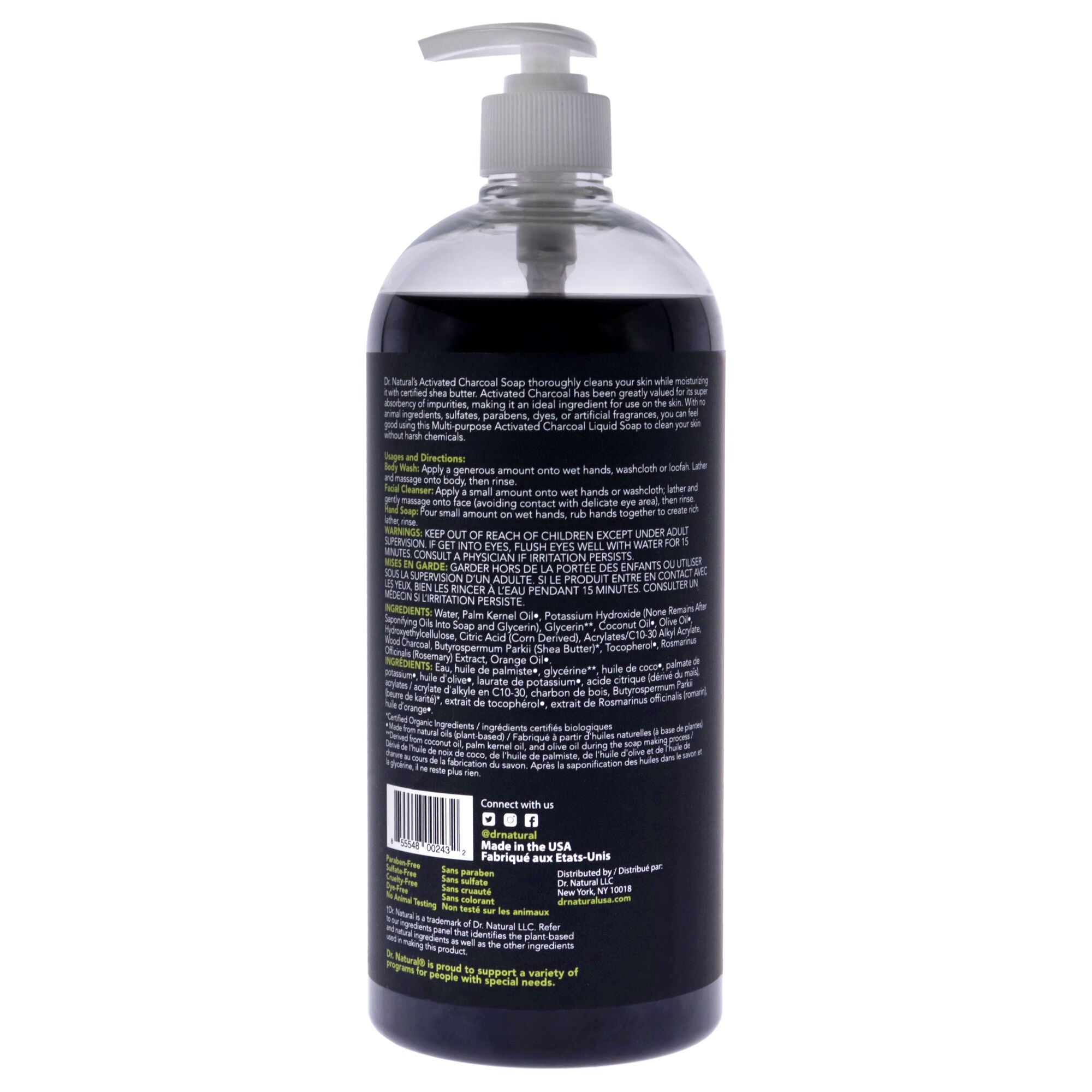 Activated Charcoal Liquid Soap - Citrus by Dr. Natural for Unisex - 32 oz Soap, See Description, alternate image number 2