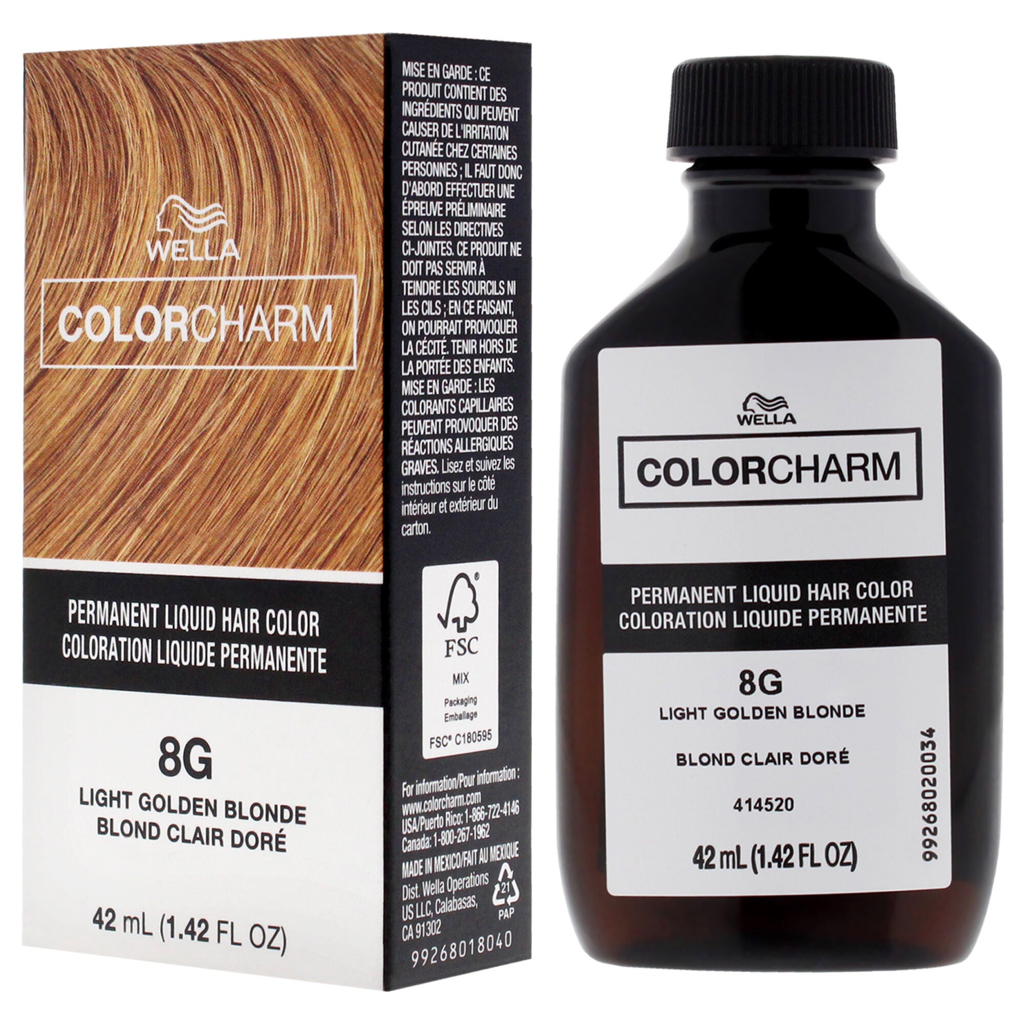 Color Charm Permanent Liquid Hair Color - 8G Light Golden Blonde by Wella for Unisex - 1.42 oz Hair Color, See Description, alternate image number 3