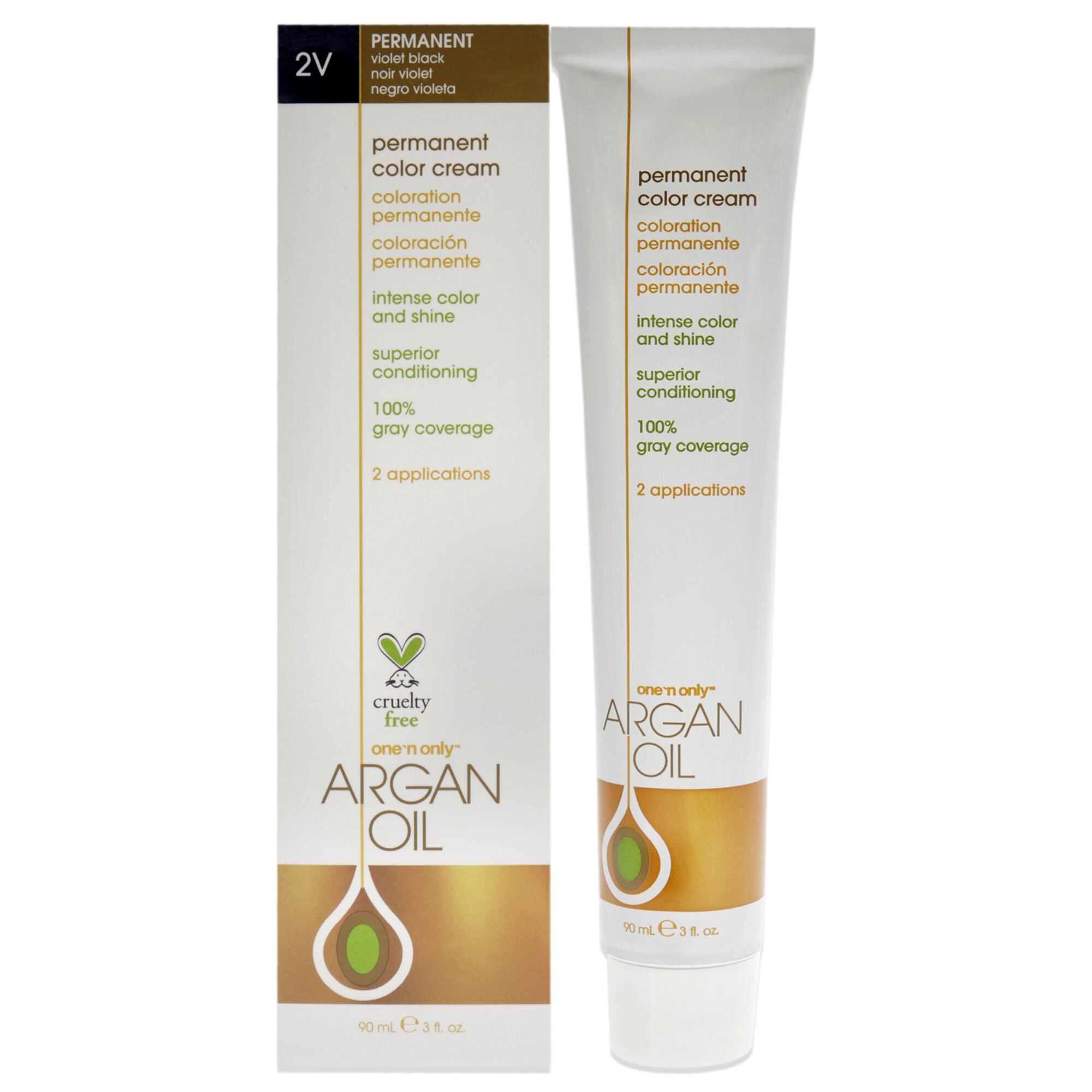 Argan Oil Permanent Color Cream - 2V Violet Black by One n Only for Unisex - 3 oz Hair Color, See Description, hi-res image number 0