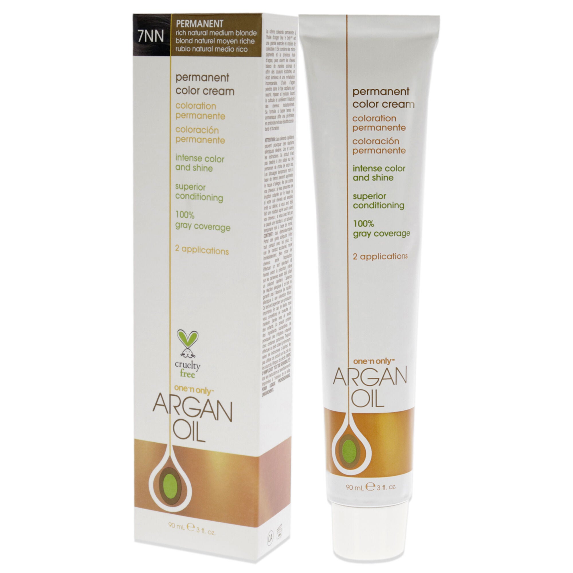 Argan Oil Permanent Color Cream - 7NN Rich Natural Medium Blonde by One n Only for Unisex - 3 oz Hair Color, See Description, alternate image number 3