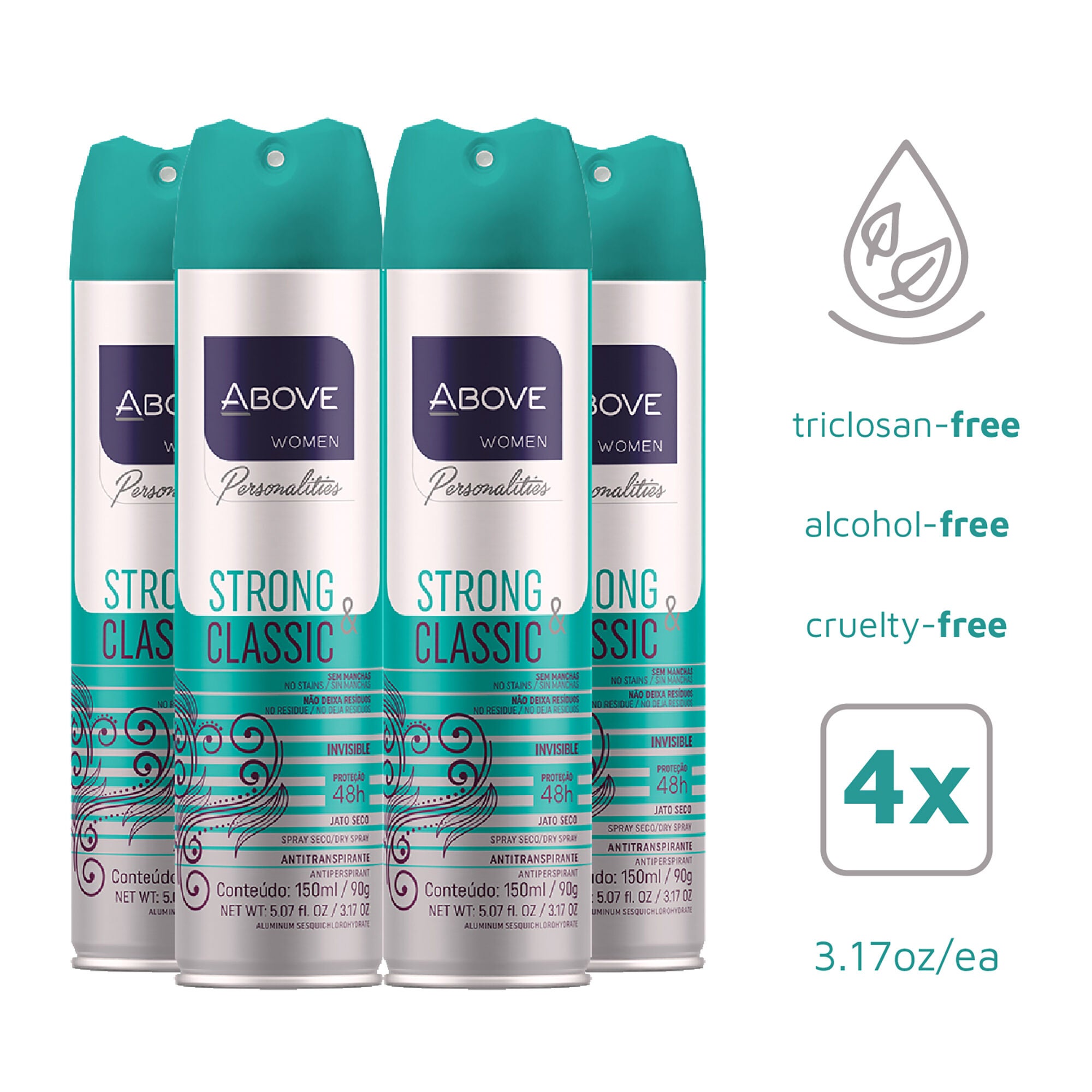 48 Hours Personalities Antiperspirant Deodorant - Strong and Classic by Above for Women - 3.17 oz Deodorant Spray - Pack of 4, , alternate image number 6