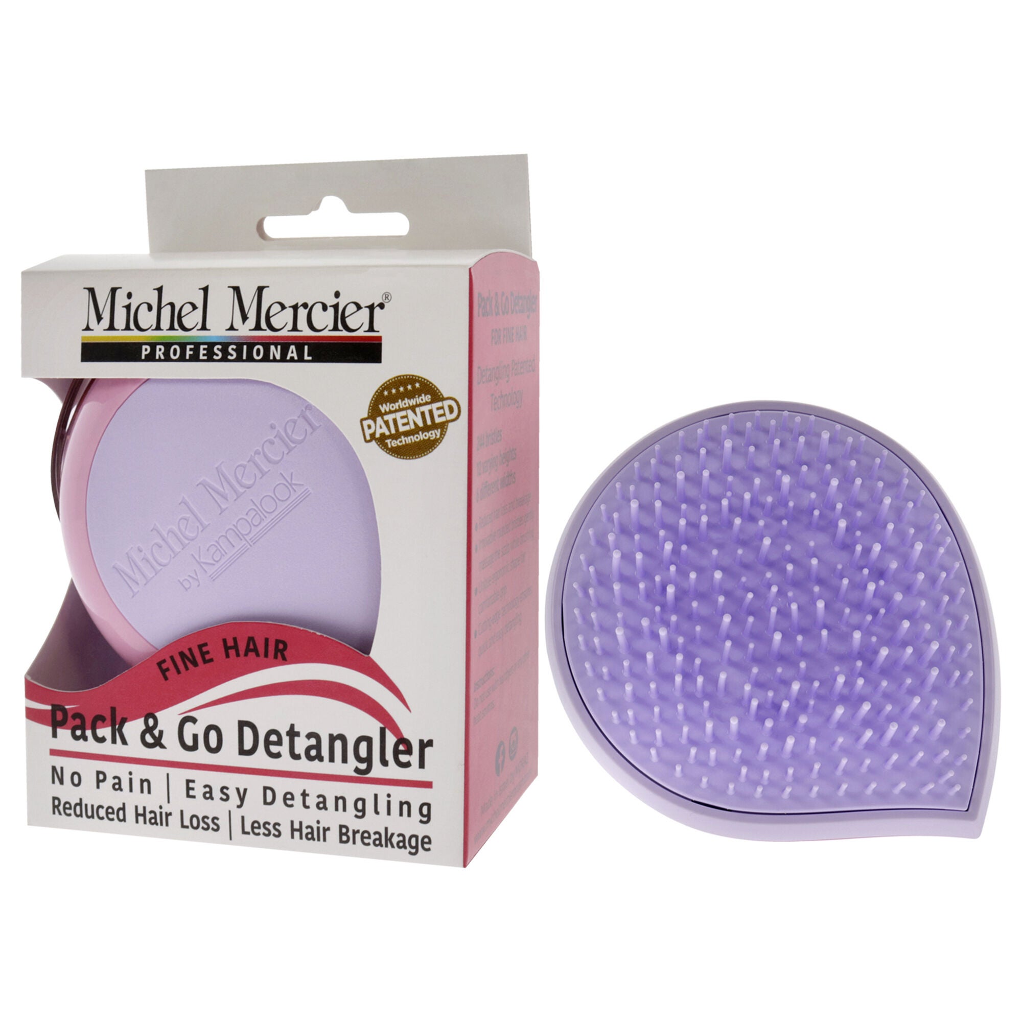 Pack and Go Detangler Fine Hair - Purple-Pink by Michel Mercier for Unisex - 1 Pc Hair Brush, , alternate image number 7