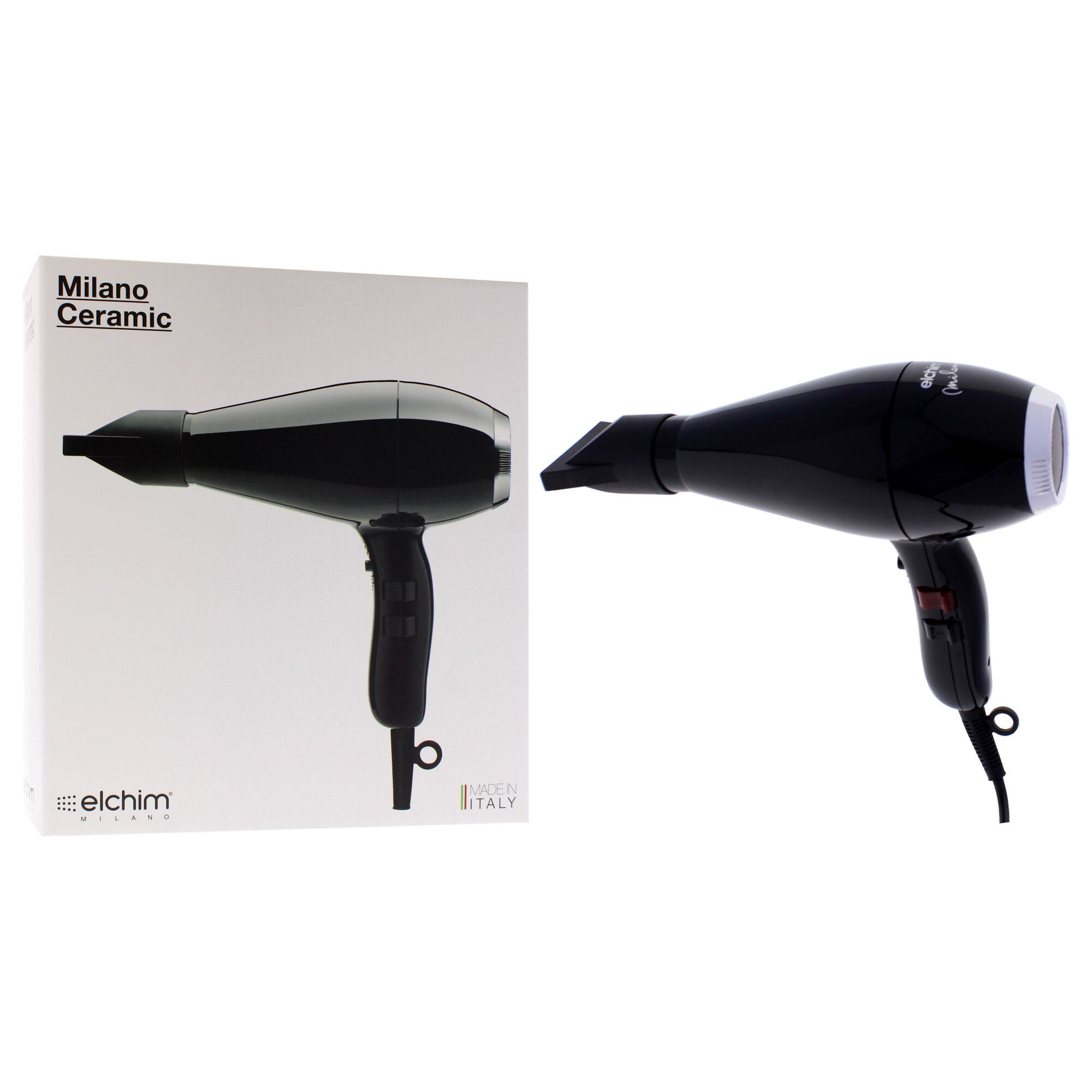 Milano Ceramic Hair Dryer - Black-Silver by Elchim for Unisex - 1 Pc Hair Dryer, See Description, alternate image number 2