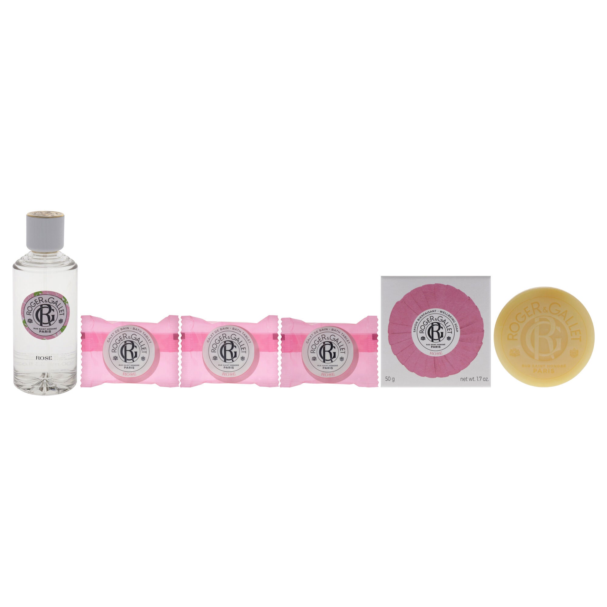 Rose by Roger & Gallet for Women - 5 Pc Gift Set 3.3oz Wellbeing Fragrant Water, 3 x 0.88oz Bath Tablets, 1.7oz Wellbeing Soap, See Description, alternate image number 3