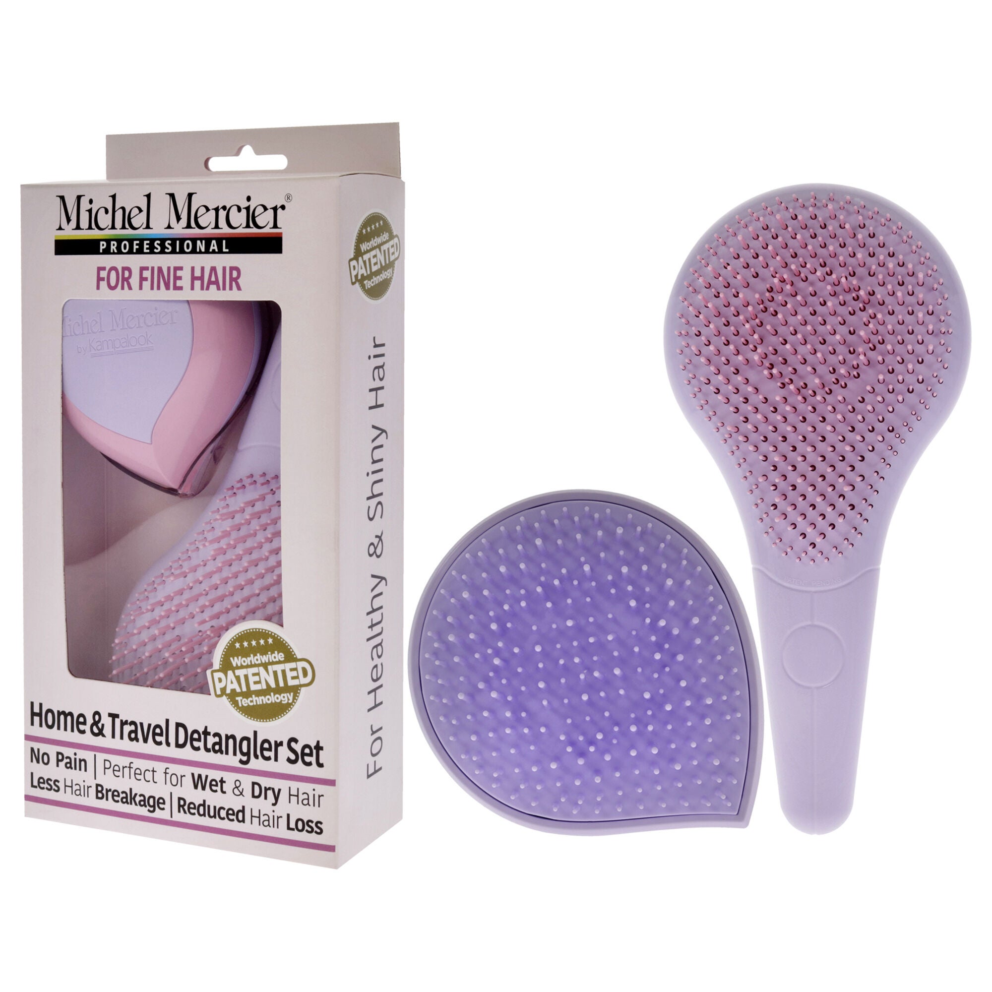 Home and Travel Detangler Set - Fine Hair by Michel Mercier for Unisex - 2 Pc The Classic Detangler Brush, The Travel Detangler Brush, , alternate image number 7