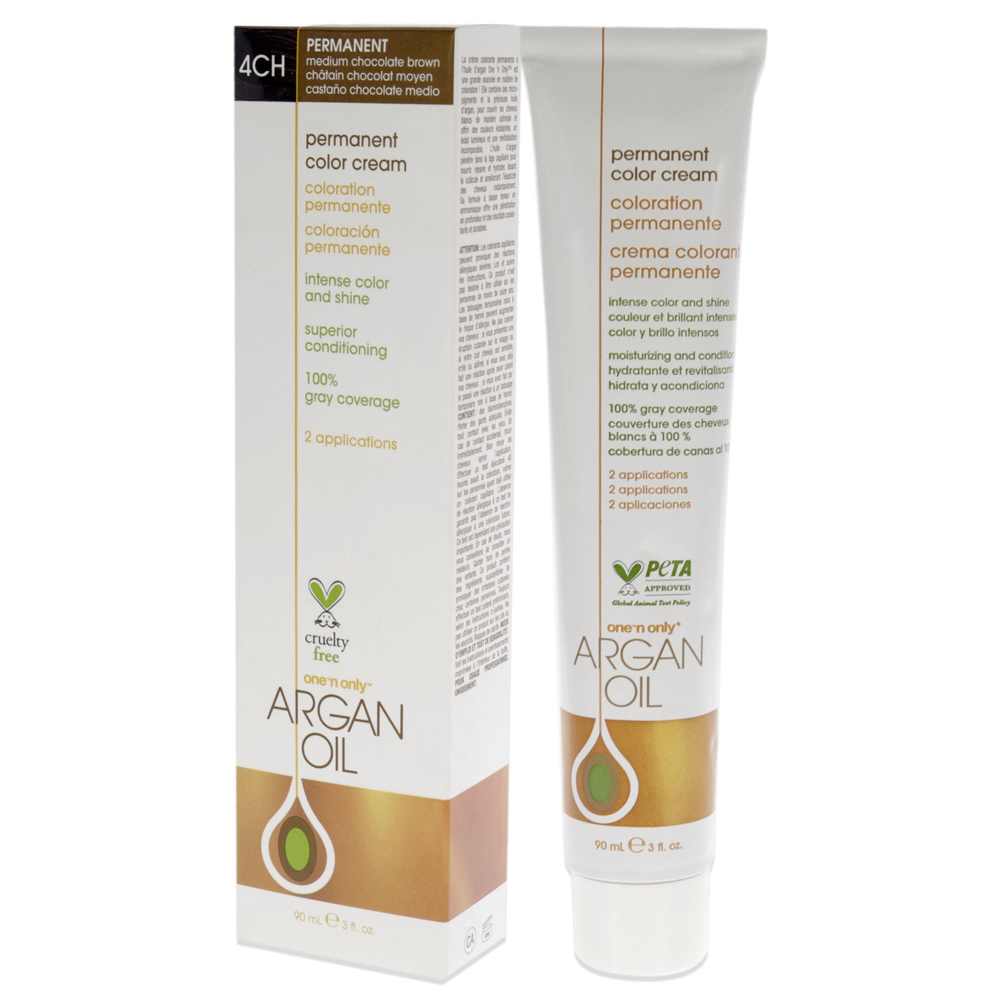 Argan Oil Permanent Color Cream - 4CH Medium Chocolate Brown by One n Only for Unisex - 3 oz Hair Color, , alternate image number 7