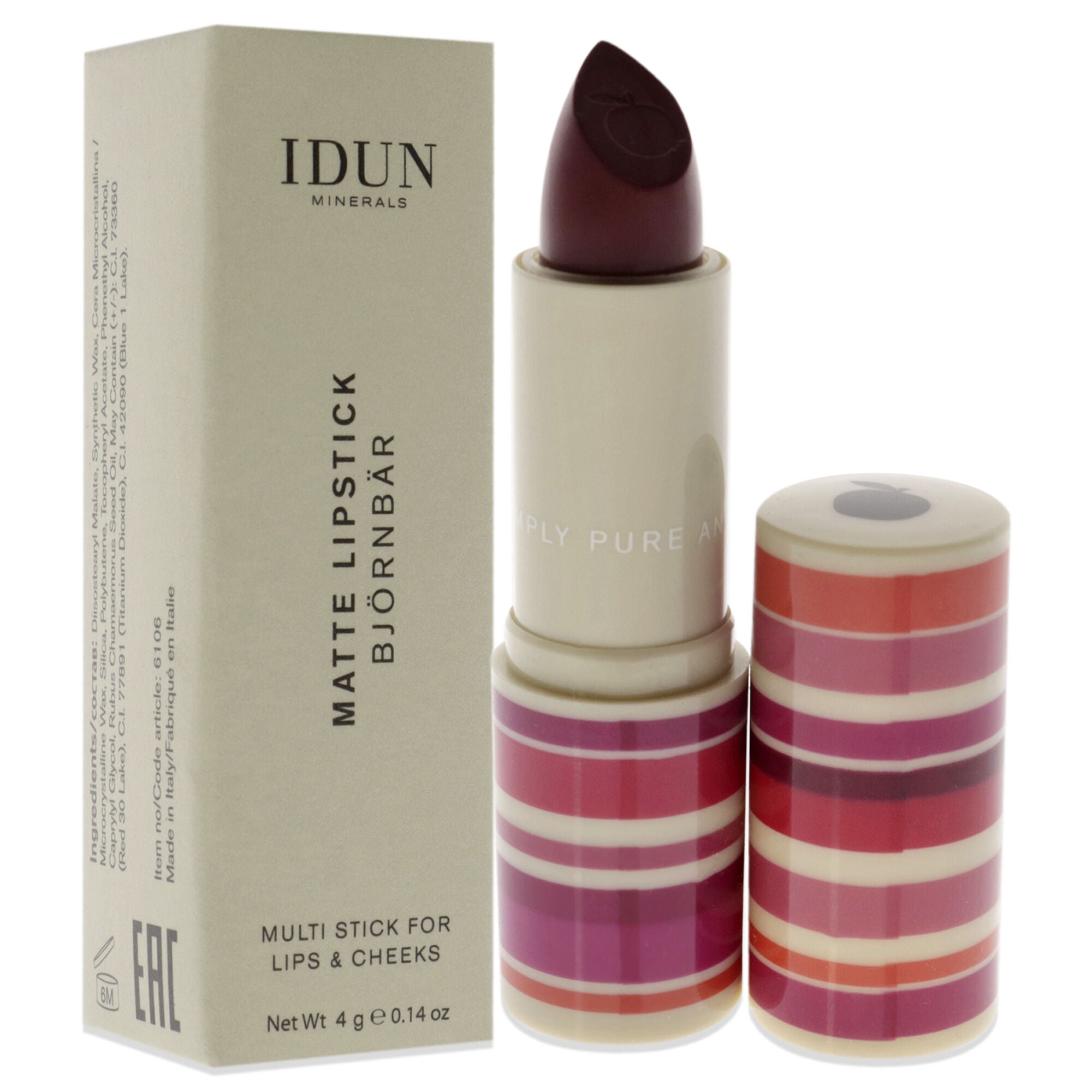Matte Lipstick - 106 Bjornbar by Idun Minerals for Women - 0.14 oz Lipstick, See Description, alternate image number 2