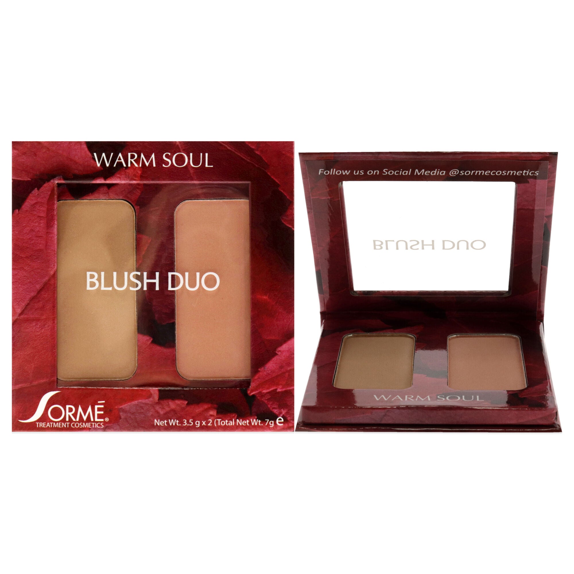 Blush Duo Compacts - Warm Soul by Sorme Cosmetics for Women - 2 x 0.12 oz Blush, See Description, hi-res image number 0