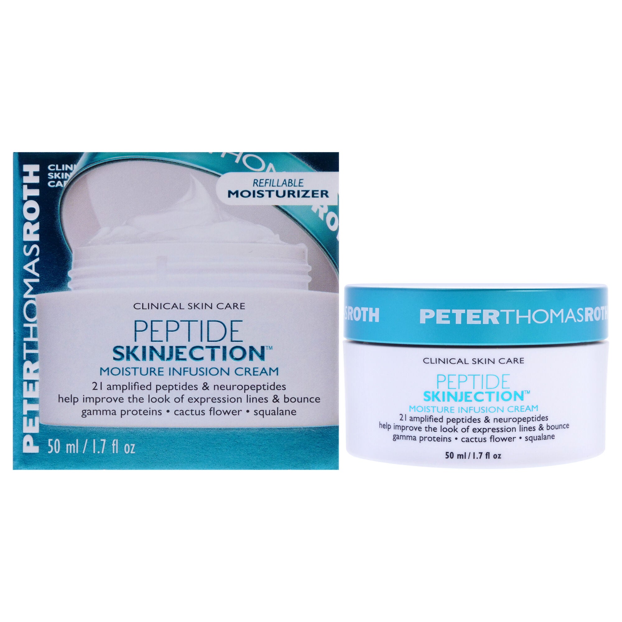 Peptide Skinjection Moisture Infusion Cream by Peter Thomas Roth for Unisex - 1.7 oz Cream (Refillable), White, hi-res image number 0