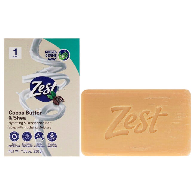 Hydrating Deodorant Bar Soap - Cocoa Butter and Shea by Zest for Women - 7 oz Bar Soap, NA, hi-res image number null