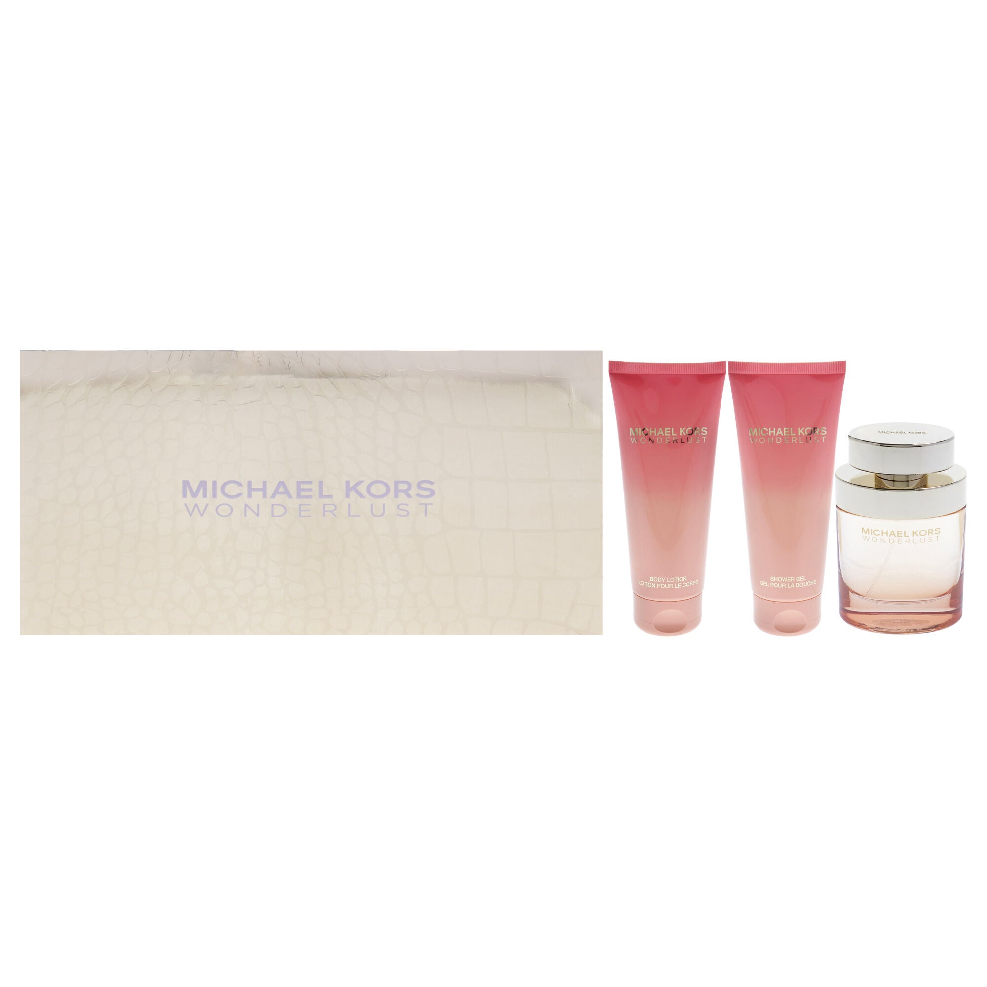 Wonderlust by Michael Kors for Women - 4 Pc Gift Set 3.4oz EDP Spray, 0.14oz EDP Spray, 3.4oz Body Lotion, 3.4oz Shower Gel, Clear, hi-res image number 0
