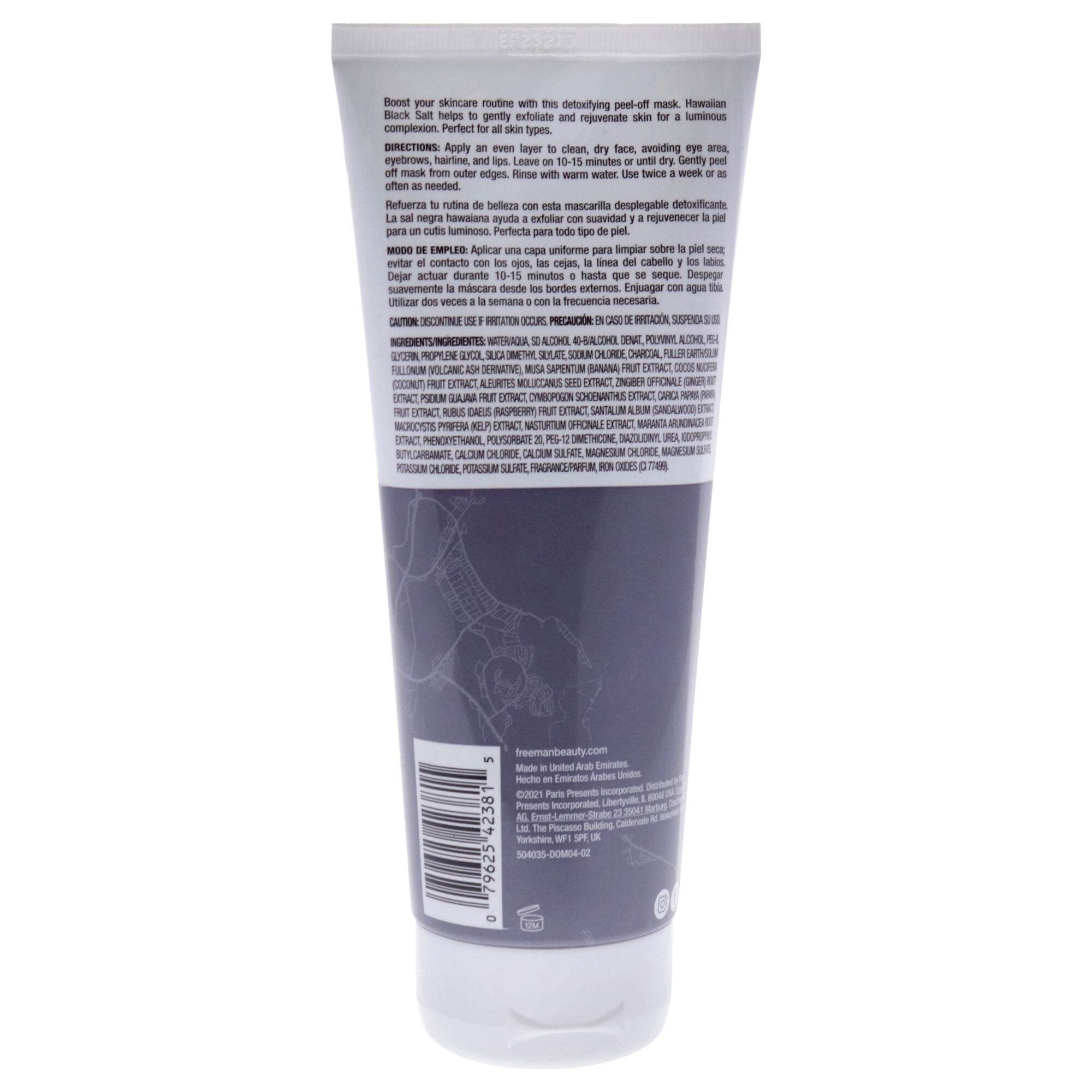 Hawaiian Black Salt Peel-Off Mask by Freeman for Unisex - 6 oz Mask, See Description, alternate image number 1