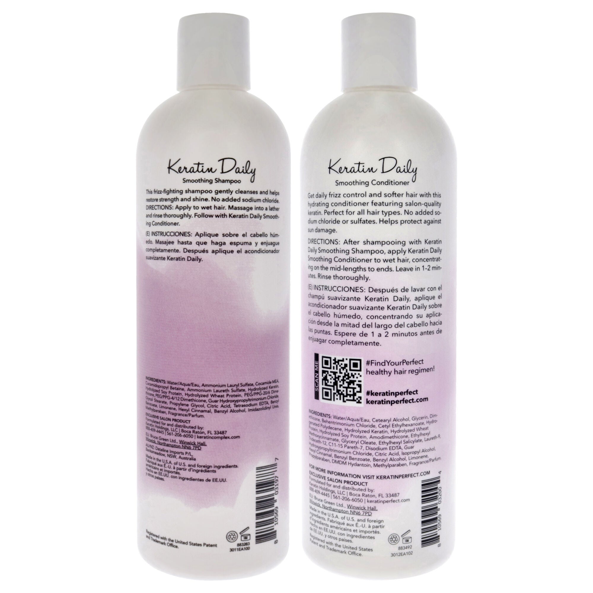 Keratin Daily Kit by Keratin Perfect for Unisex - 2 Pc Kit 12oz Shampoo, 12oz Conditioner, See Description, alternate image number 1