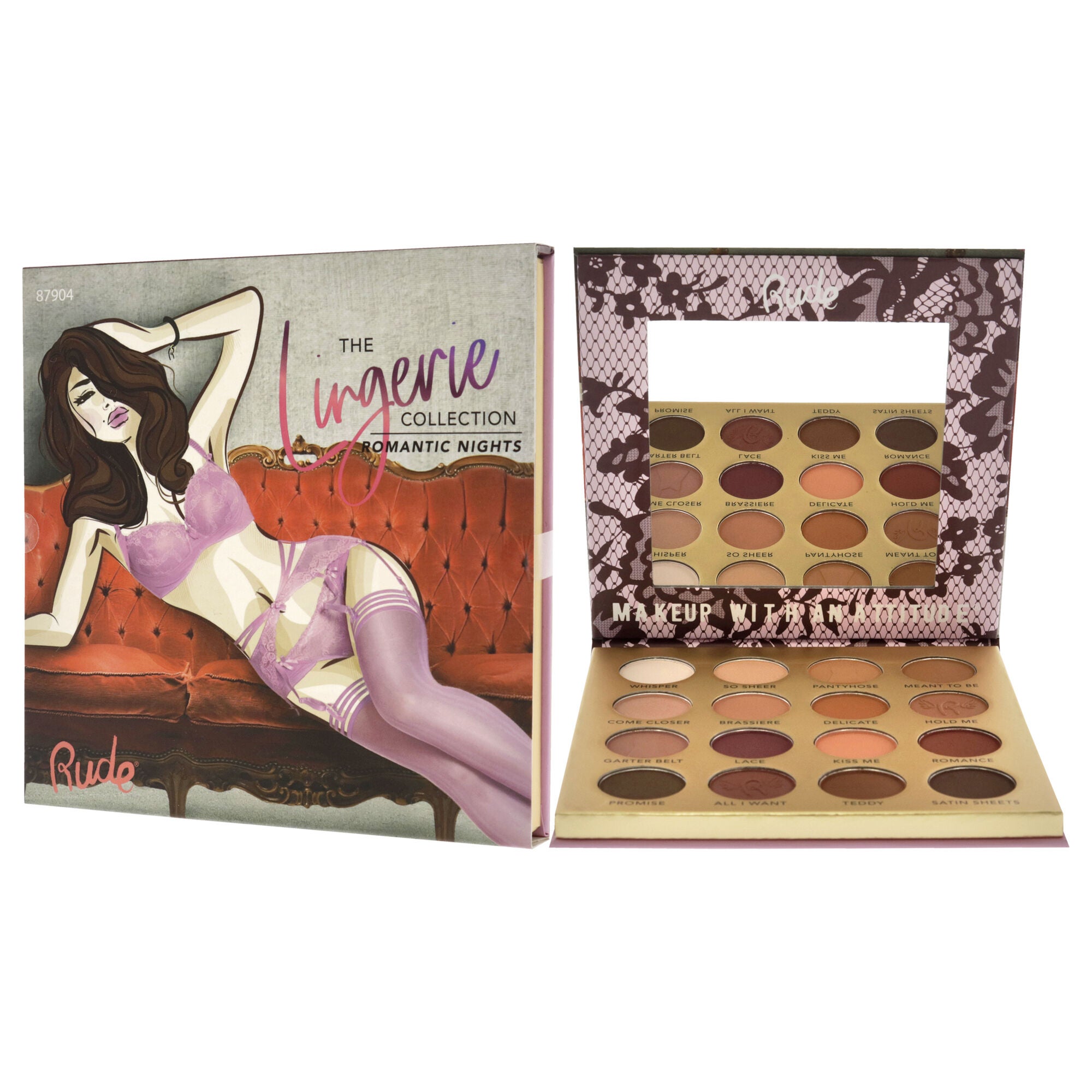 Lingerie Collection 16 Matte Eyeshadow Palette - Romantic Nights by Rude Cosmetics for Women - 0.53 oz Eye Shadow, , alternate image number 8