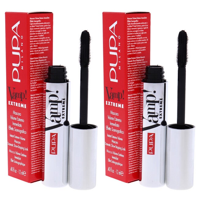 Vamp! Extreme Mascara - 010 Extra Black by Pupa Milano for Women - 0.4 oz Mascara - Pack of 2, NA, alternate image number null