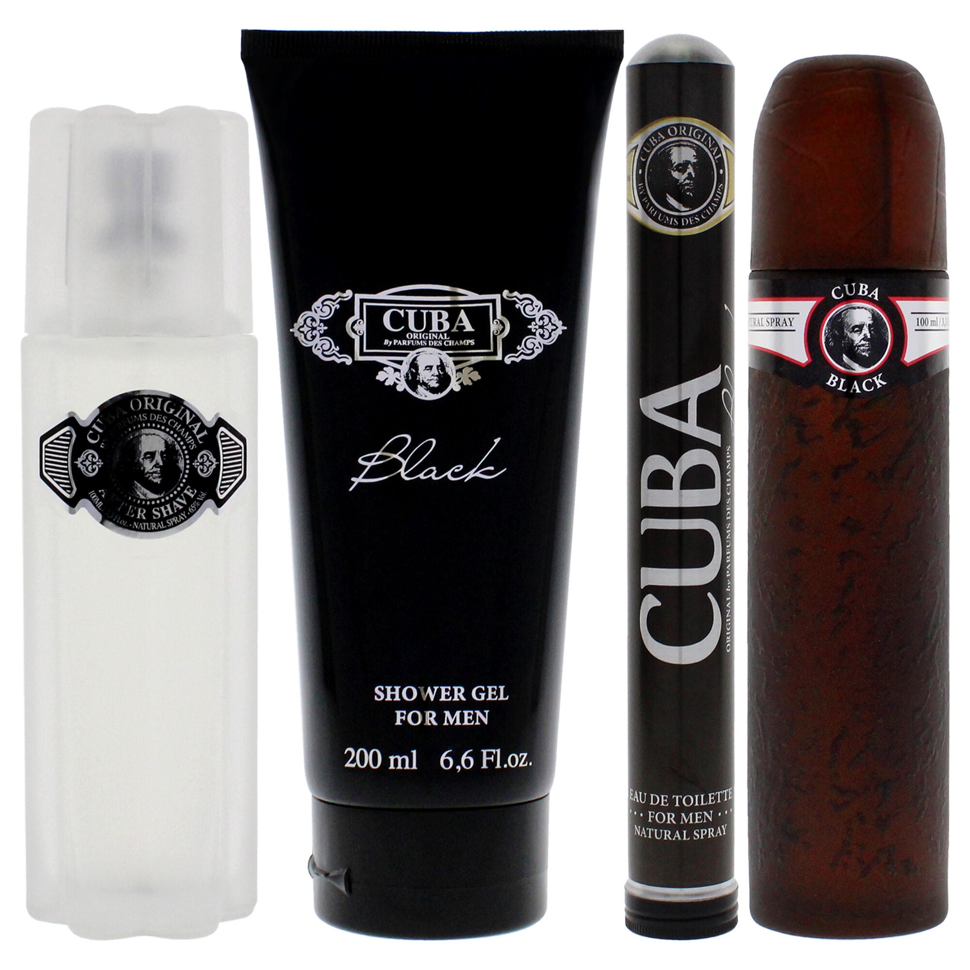 Cuba Black by Cuba for Men - 4 Pc Gift Set 3.4oz EDT Spray, 1.7oz EDT Spray, 3.3oz After Shave, 6.7oz Shower Gel, See Description, alternate image number 4